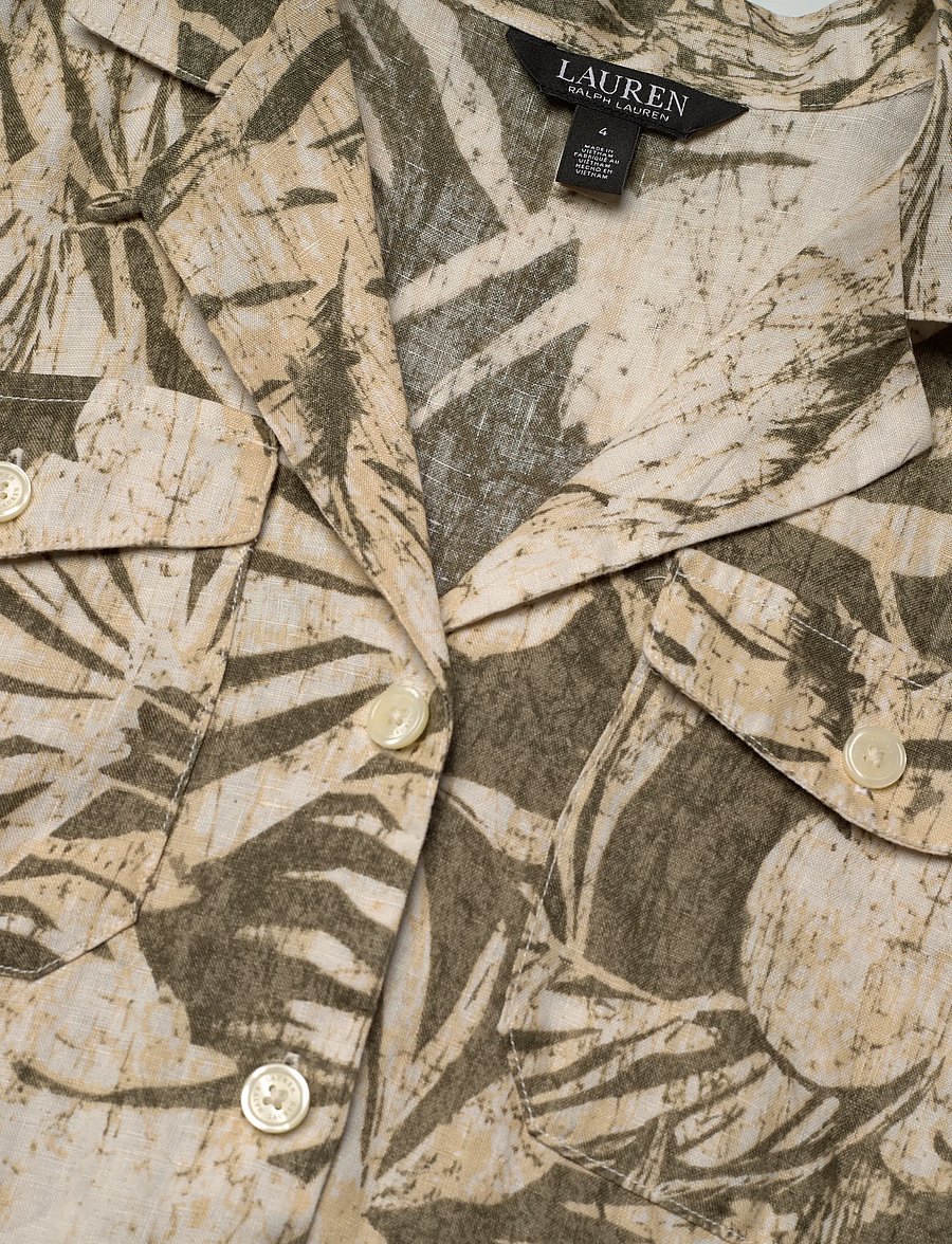 Lauren Ralph Lauren - Palm-Frond-Print Linen Camp Shirtdress - hemdkleider - olive multi - 2