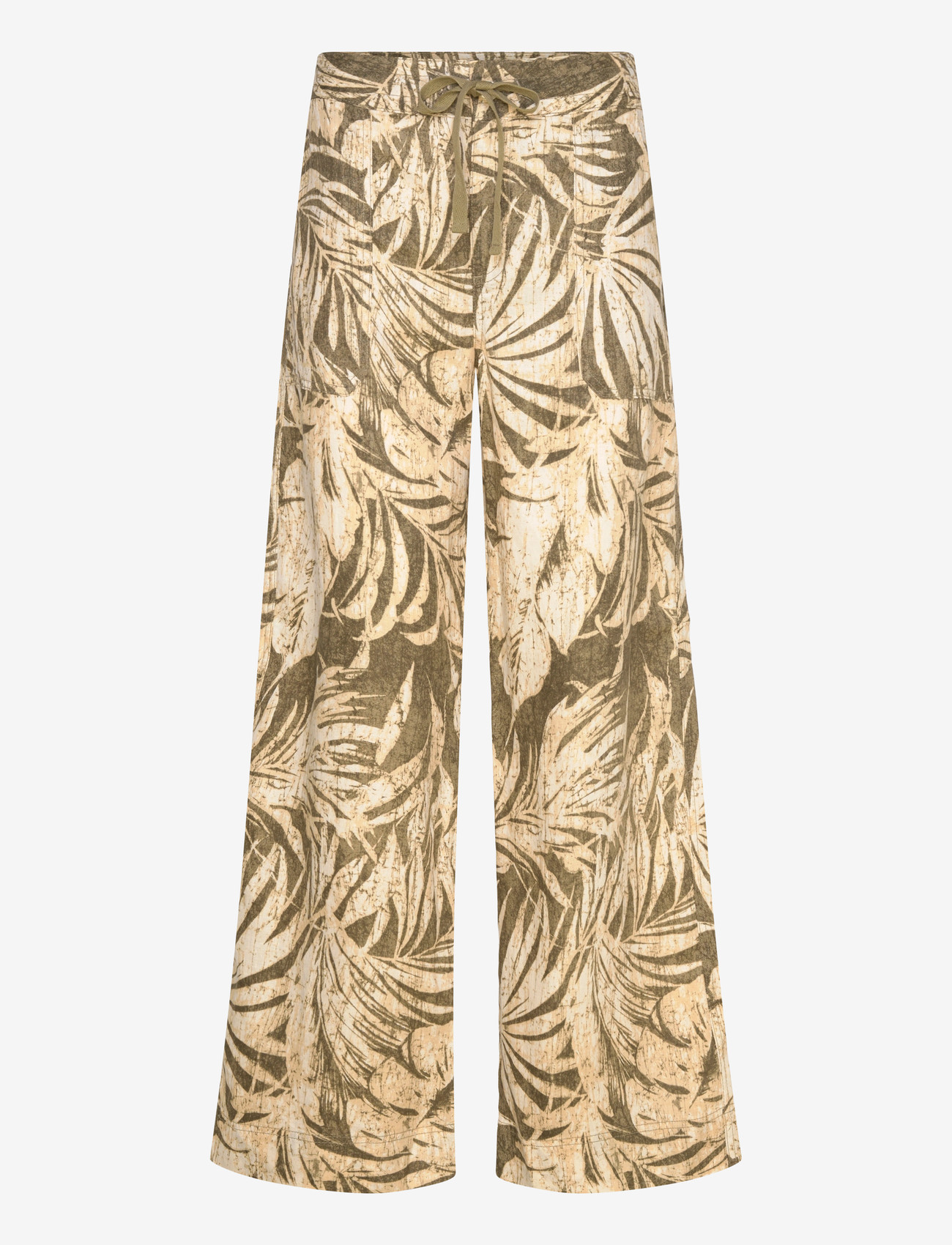 Lauren Ralph Lauren - Palm-Frond-Print Linen Wide-Leg Pant - linen trousers - olive multi - 0