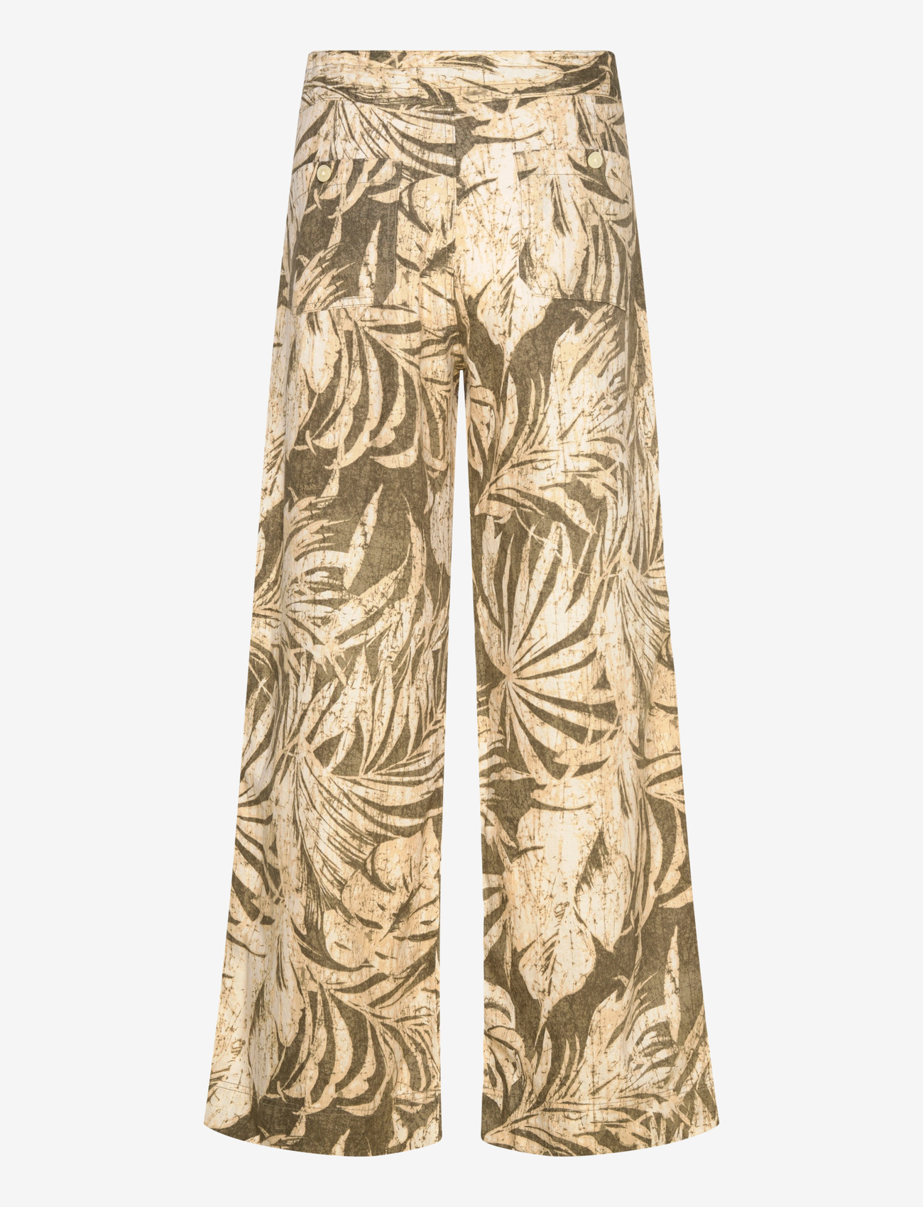 Lauren Ralph Lauren - Palm-Frond-Print Linen Wide-Leg Pant - linen trousers - olive multi - 1