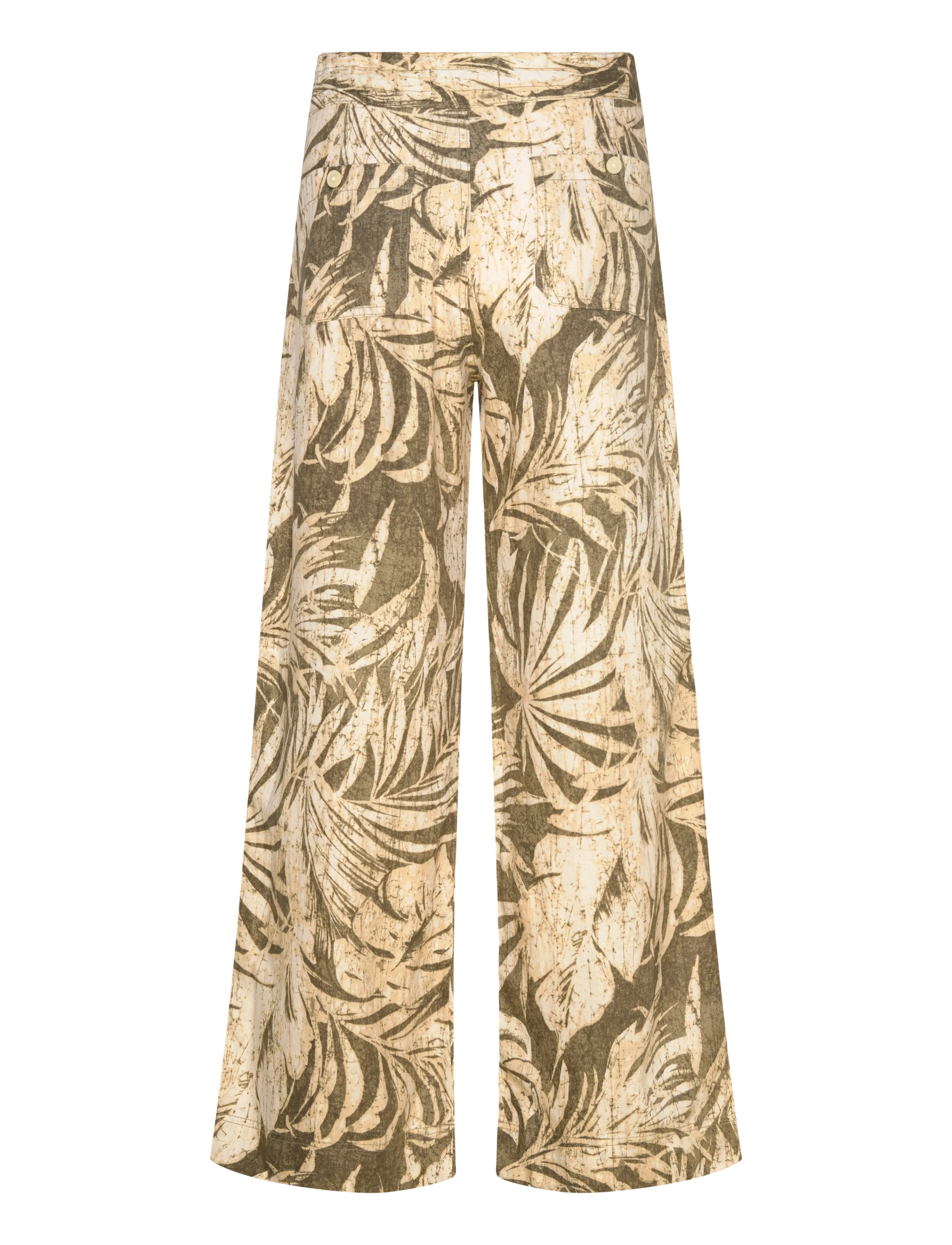 Lauren Ralph Lauren - Palm-Frond-Print Linen Wide-Leg Pant - hørbukser - olive multi - 1