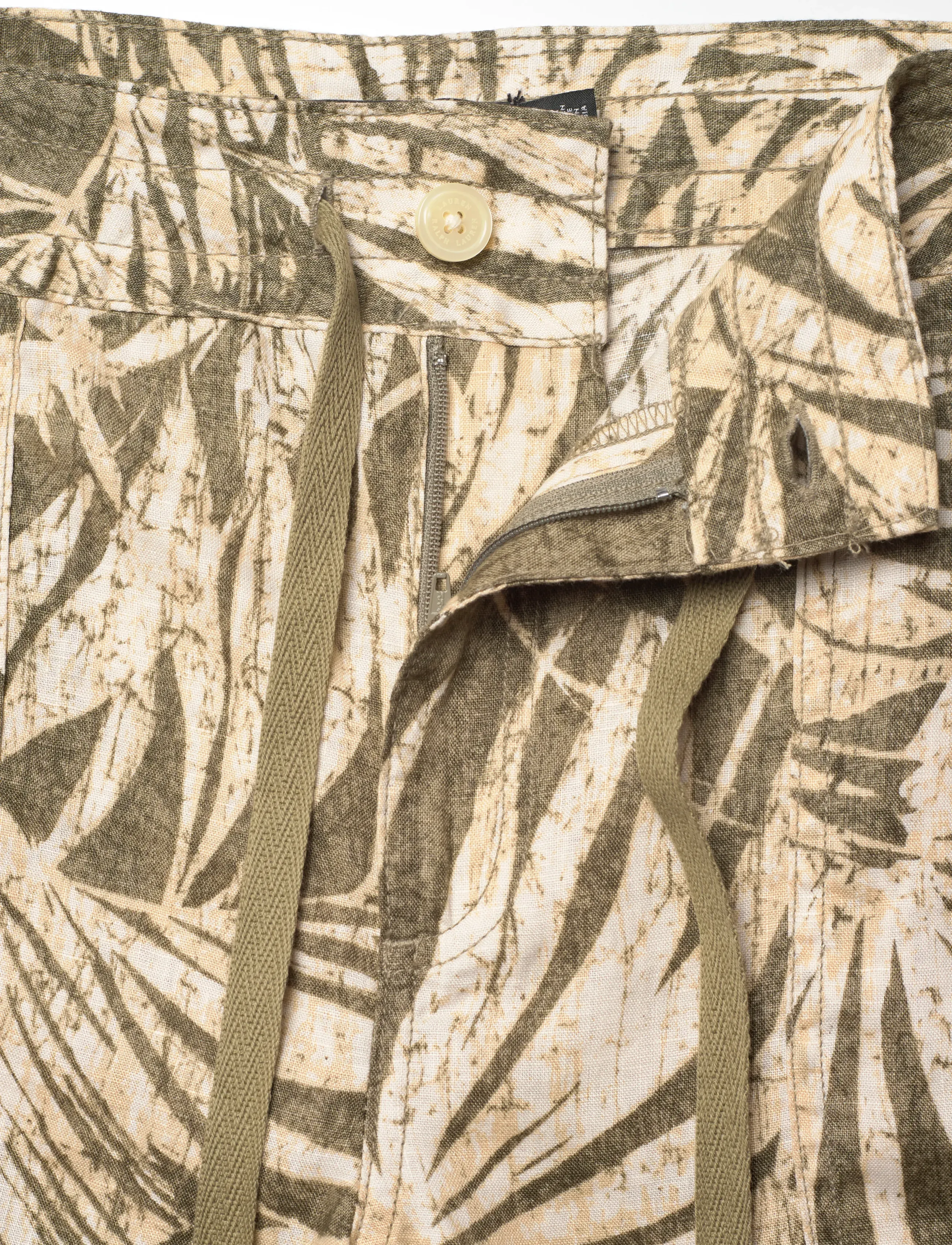 Lauren Ralph Lauren - Palm-Frond-Print Linen Wide-Leg Pant - hørbukser - olive multi - 3