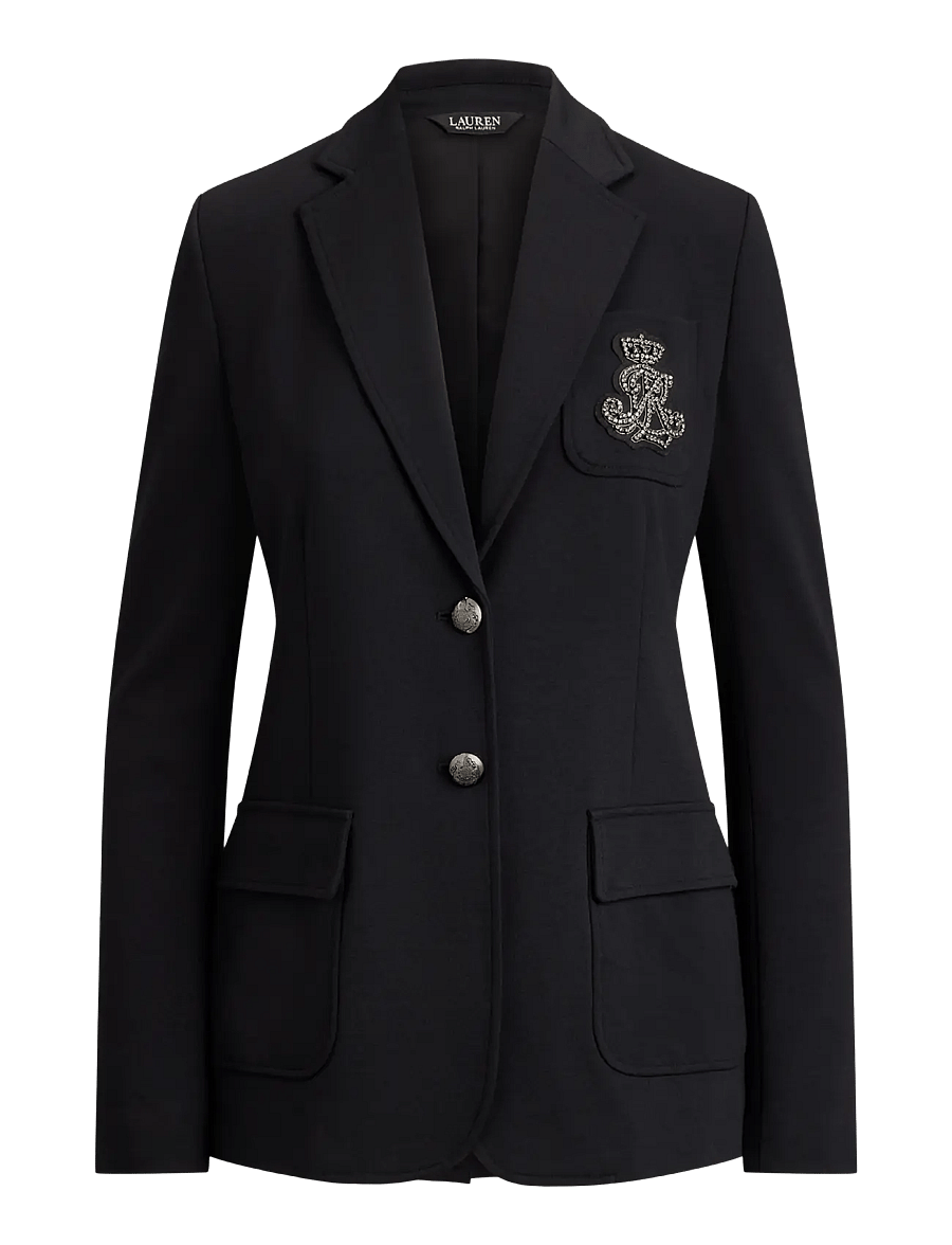 Lauren Ralph Lauren - Rhinestone-Bullion Stretch Ponte Blazer - enkeltradede blazere - black - 2