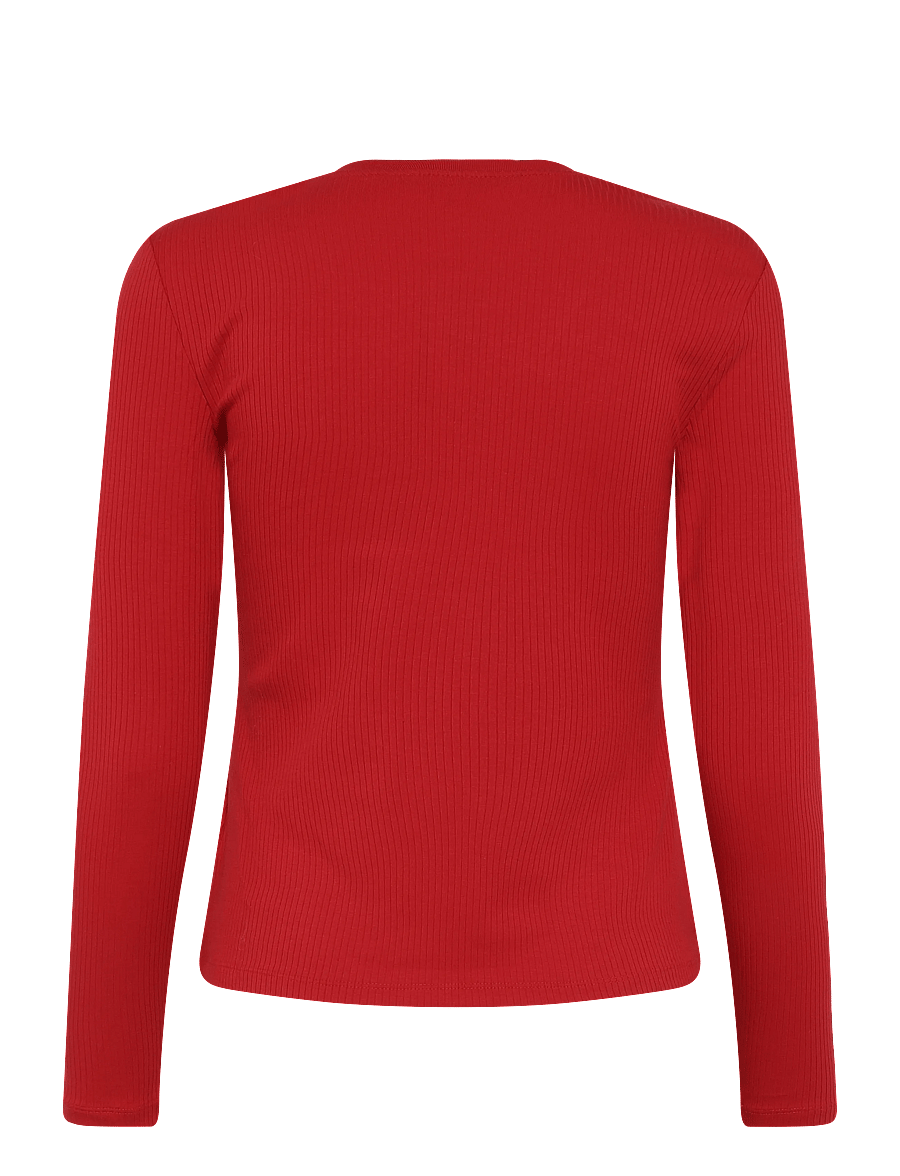 Lauren Ralph Lauren - Rib-Knit Long-Sleeve V-Neck Top - pullover - ralph red - 2