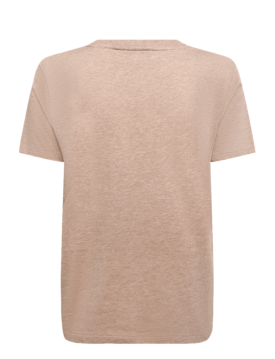 Lauren Ralph Lauren - Embroidered-Logo Heathered Jersey Tee - t-shirts - camel heather - 3