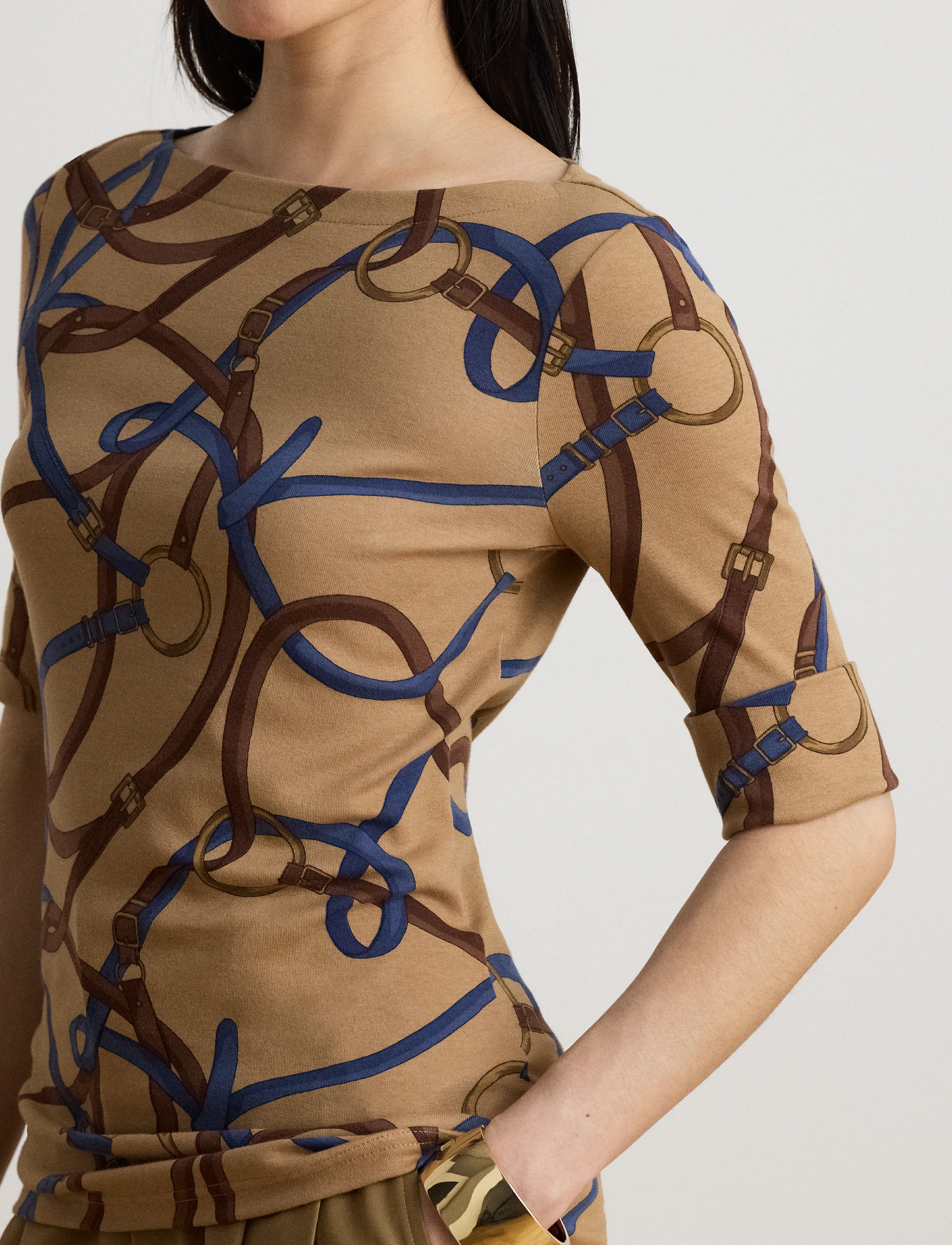 Lauren Ralph Lauren T-shirt camel / safir / brun dam – bild 8