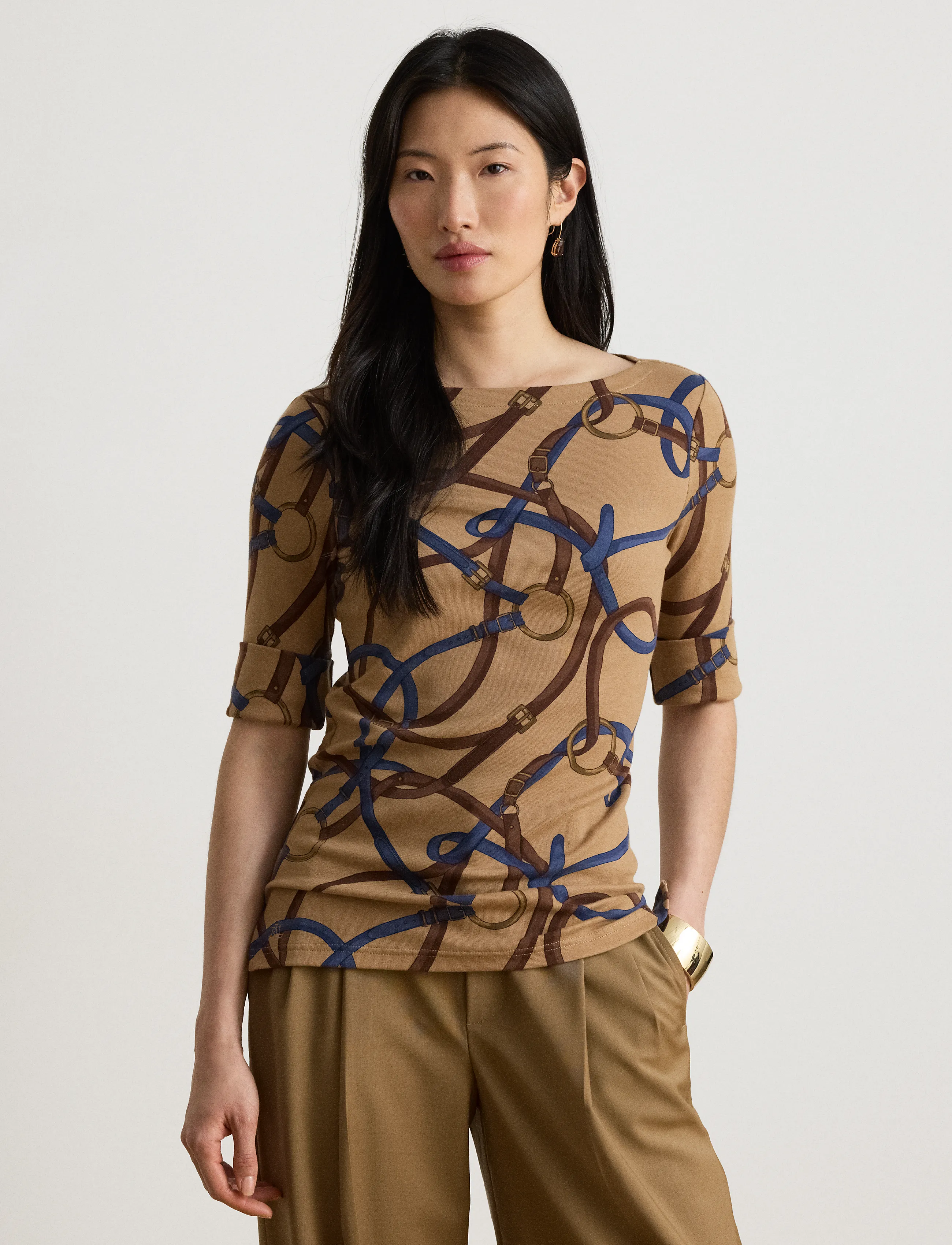 Lauren Ralph Lauren T-shirt camel / safir / brun dam – bild 9