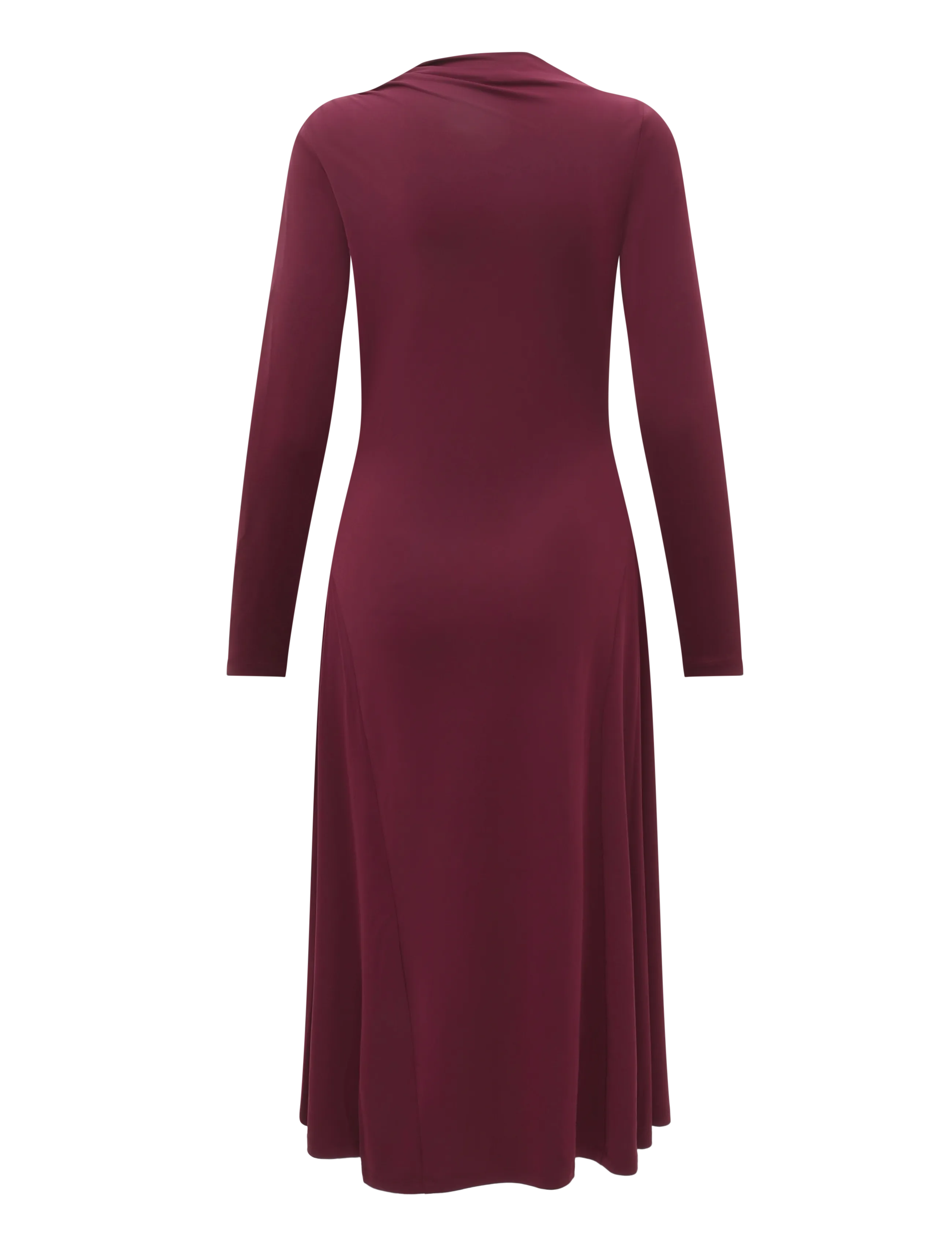 Lauren Ralph Lauren - Asymmetrical Stretch Jersey Midi Dress - dark garnet - 2