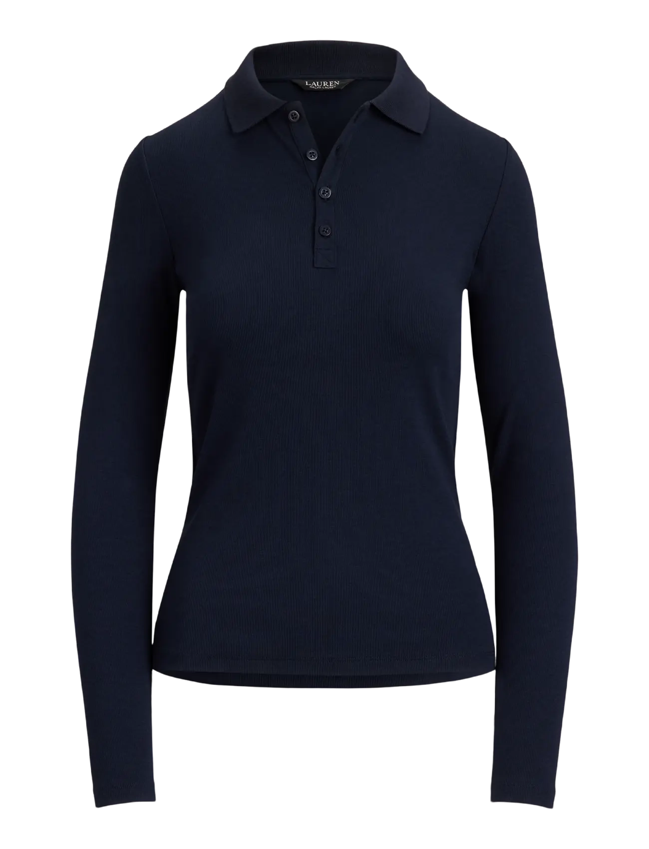 Lauren Ralph Lauren Rib-Knit Long-Sleeve Polo Shirt - T-särgid ja topid - LAUREN NAVY / navy