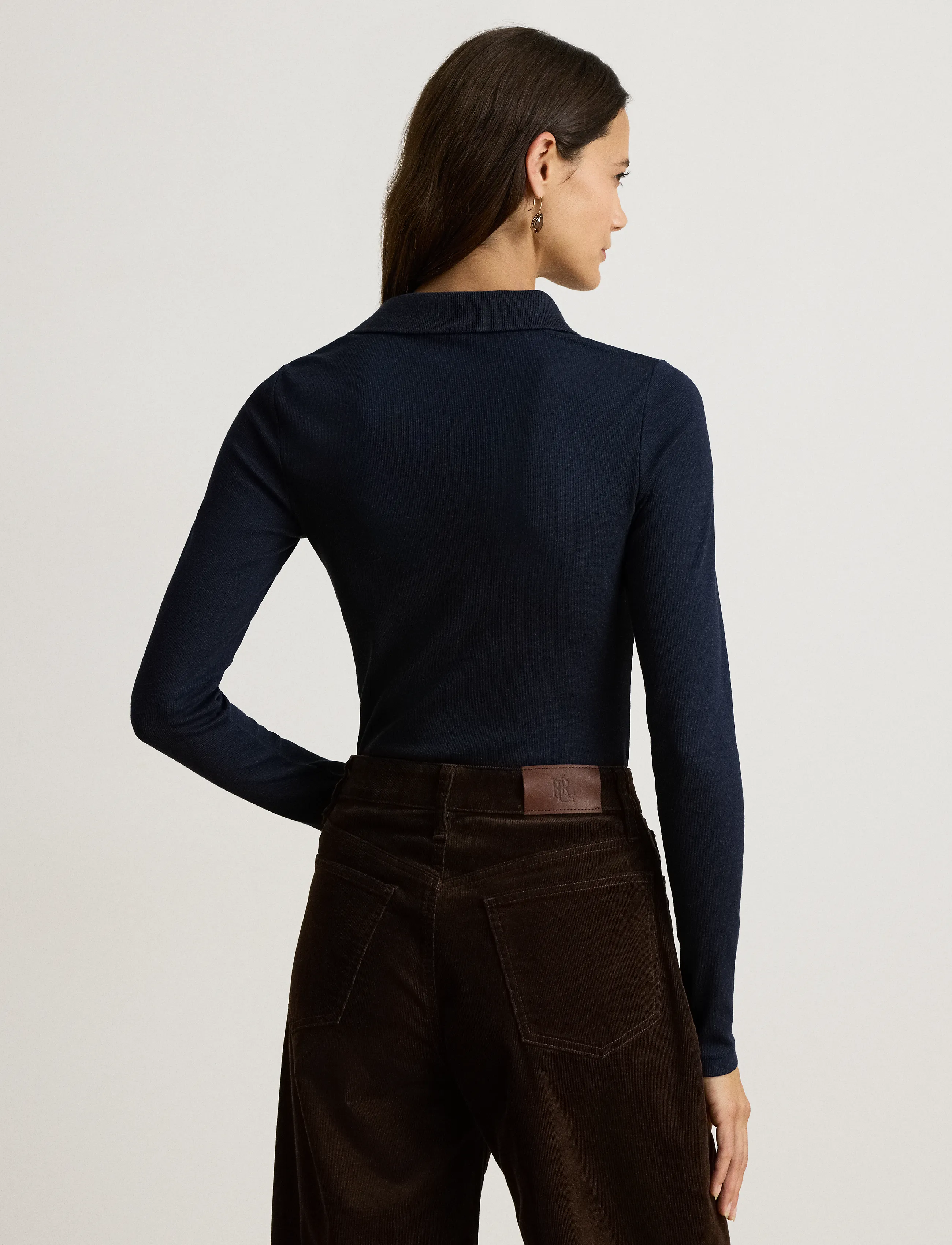 Lauren Ralph Lauren - Rib-Knit Long-Sleeve Polo Shirt - lauren navy - 2