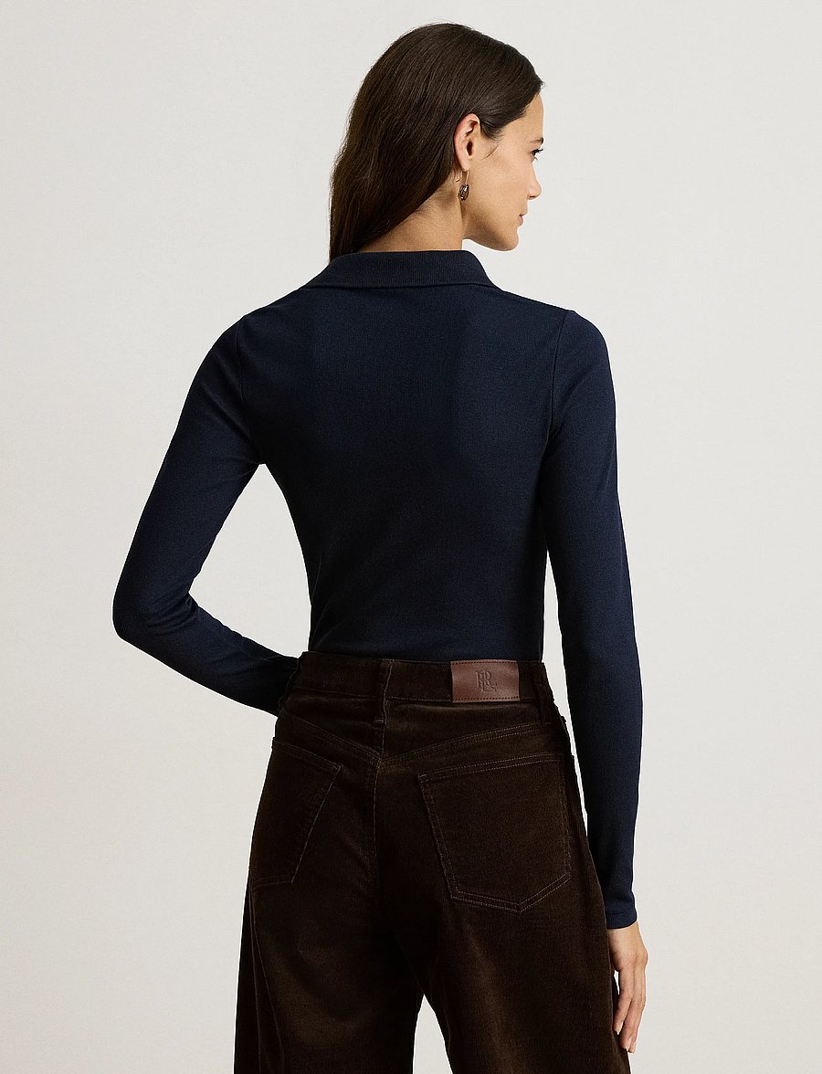 Lauren Ralph Lauren - Rib-Knit Long-Sleeve Polo Shirt - poloshirts - lauren navy - 2