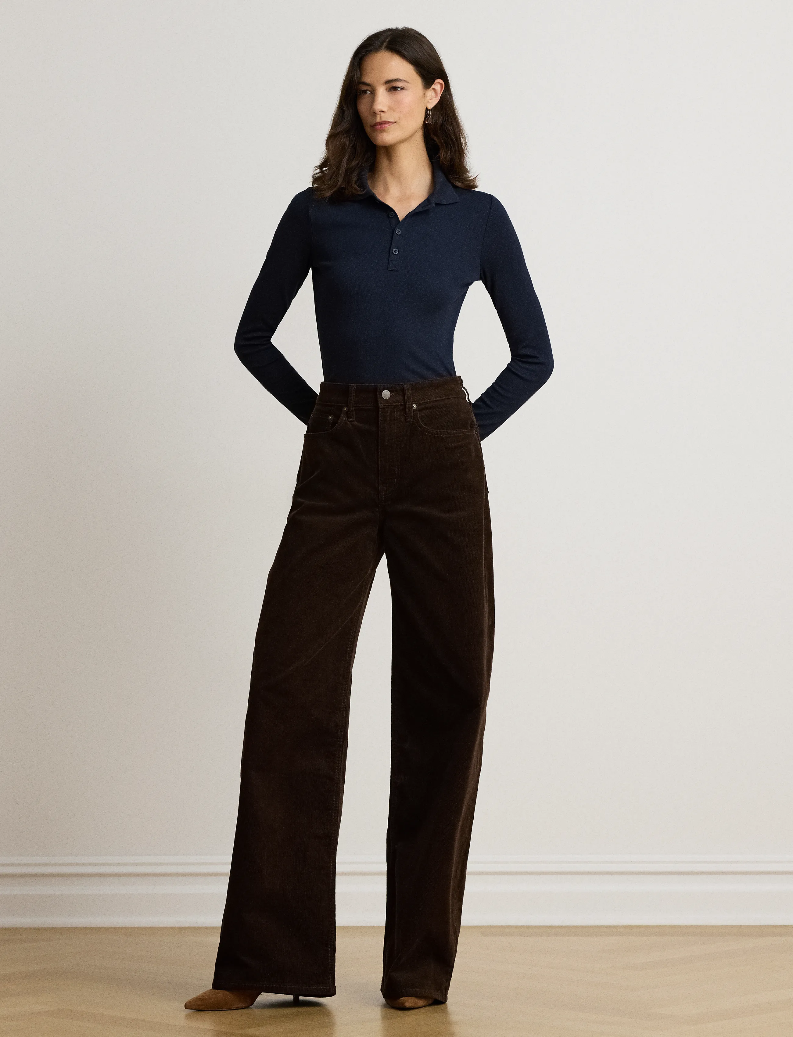 Lauren Ralph Lauren - Rib-Knit Long-Sleeve Polo Shirt - lauren navy - 3