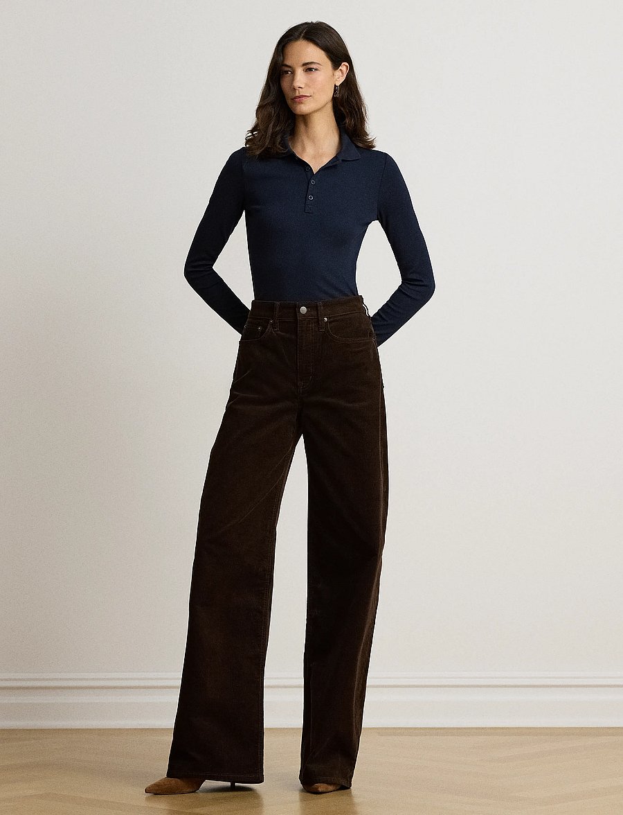 Lauren Ralph Lauren - Rib-Knit Long-Sleeve Polo Shirt - poloshirts - lauren navy - 3