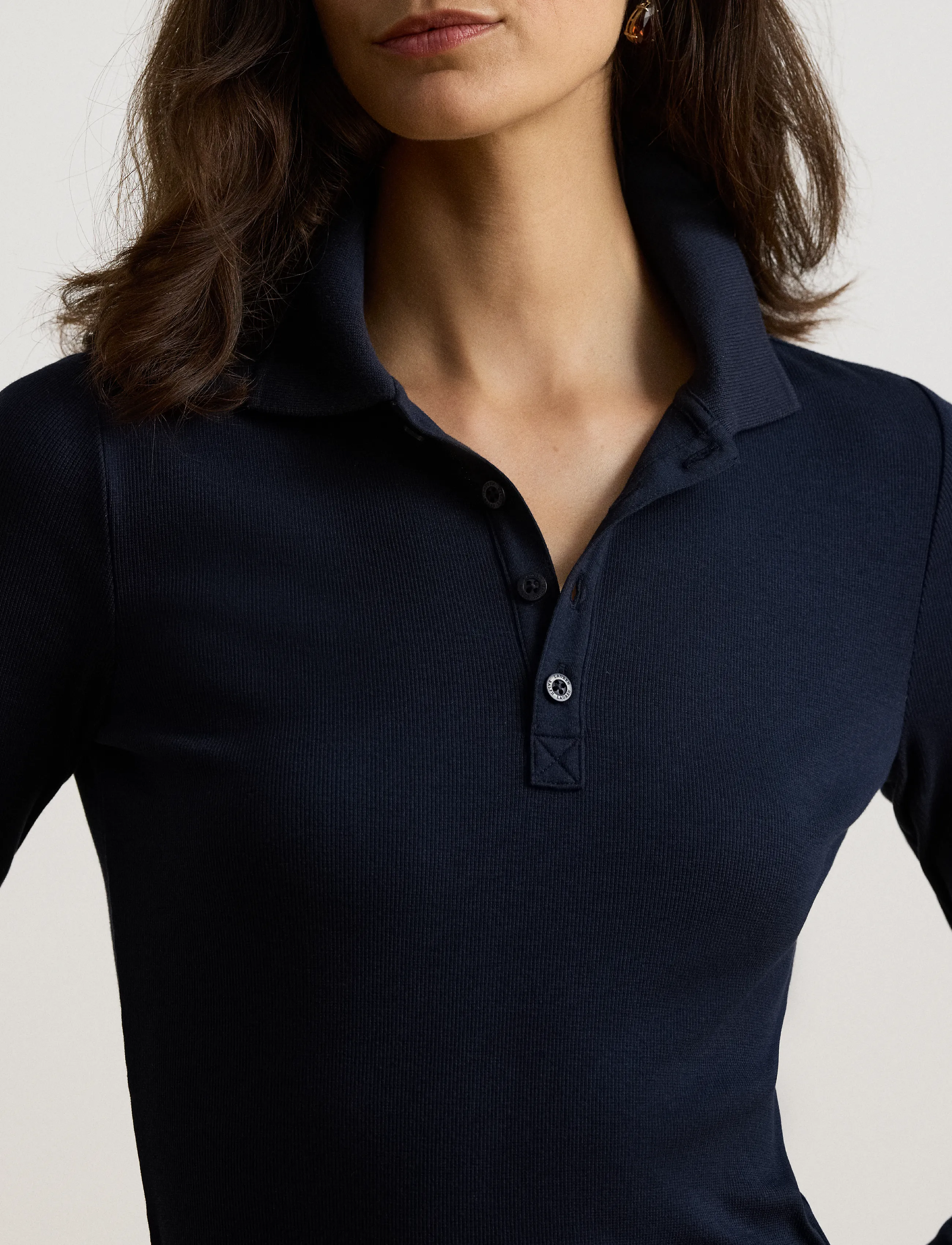 Lauren Ralph Lauren - Rib-Knit Long-Sleeve Polo Shirt - lauren navy - 4