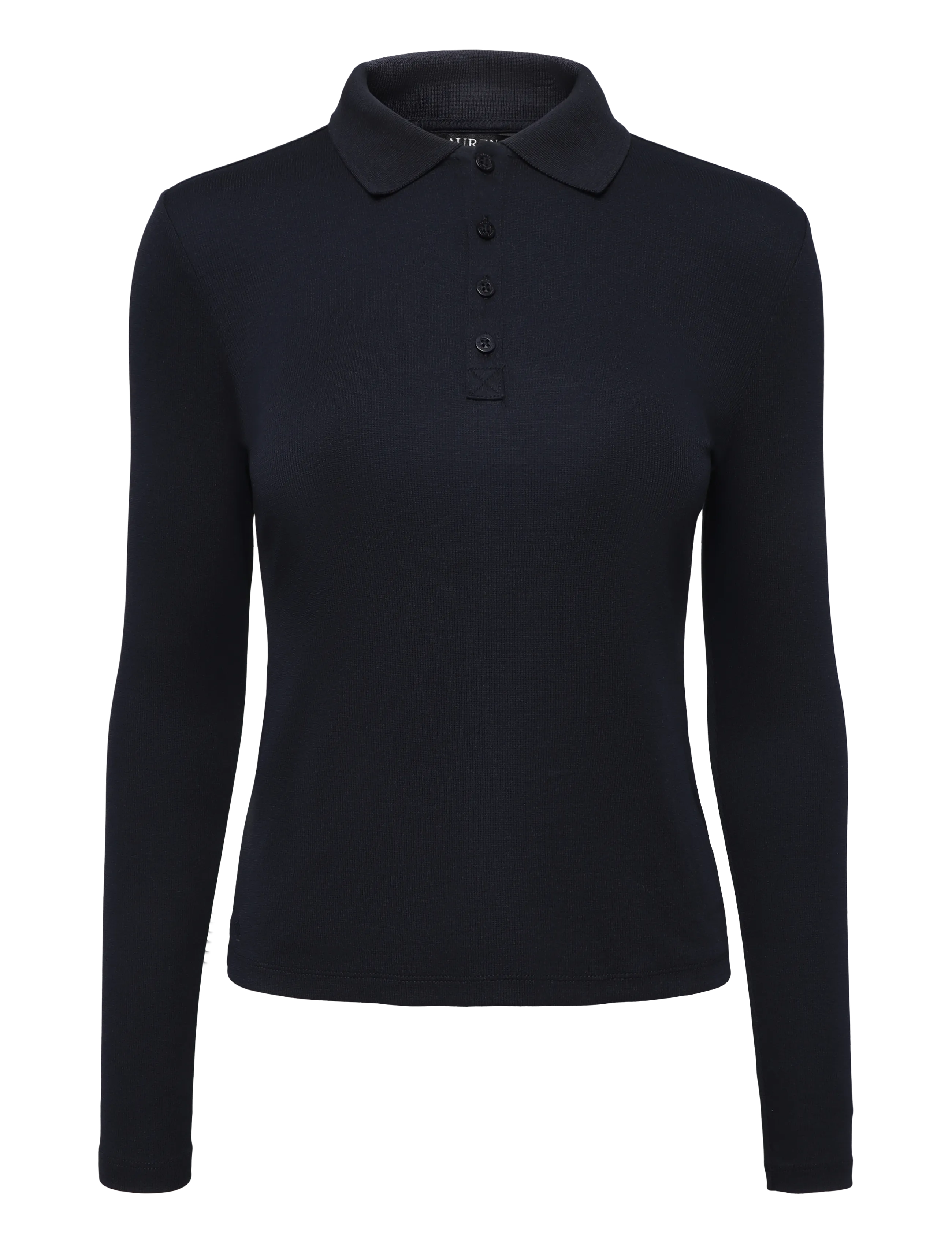 Lauren Ralph Lauren Rib-Knit Long-Sleeve Polo Shirt - Kläder - LAUREN NAVY / navy