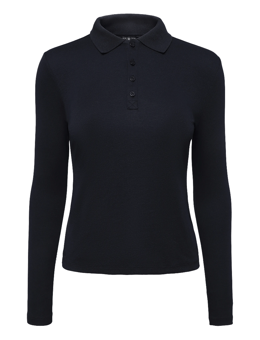 Lauren Ralph Lauren - Rib-Knit Long-Sleeve Polo Shirt - pikéer - lauren navy - 1