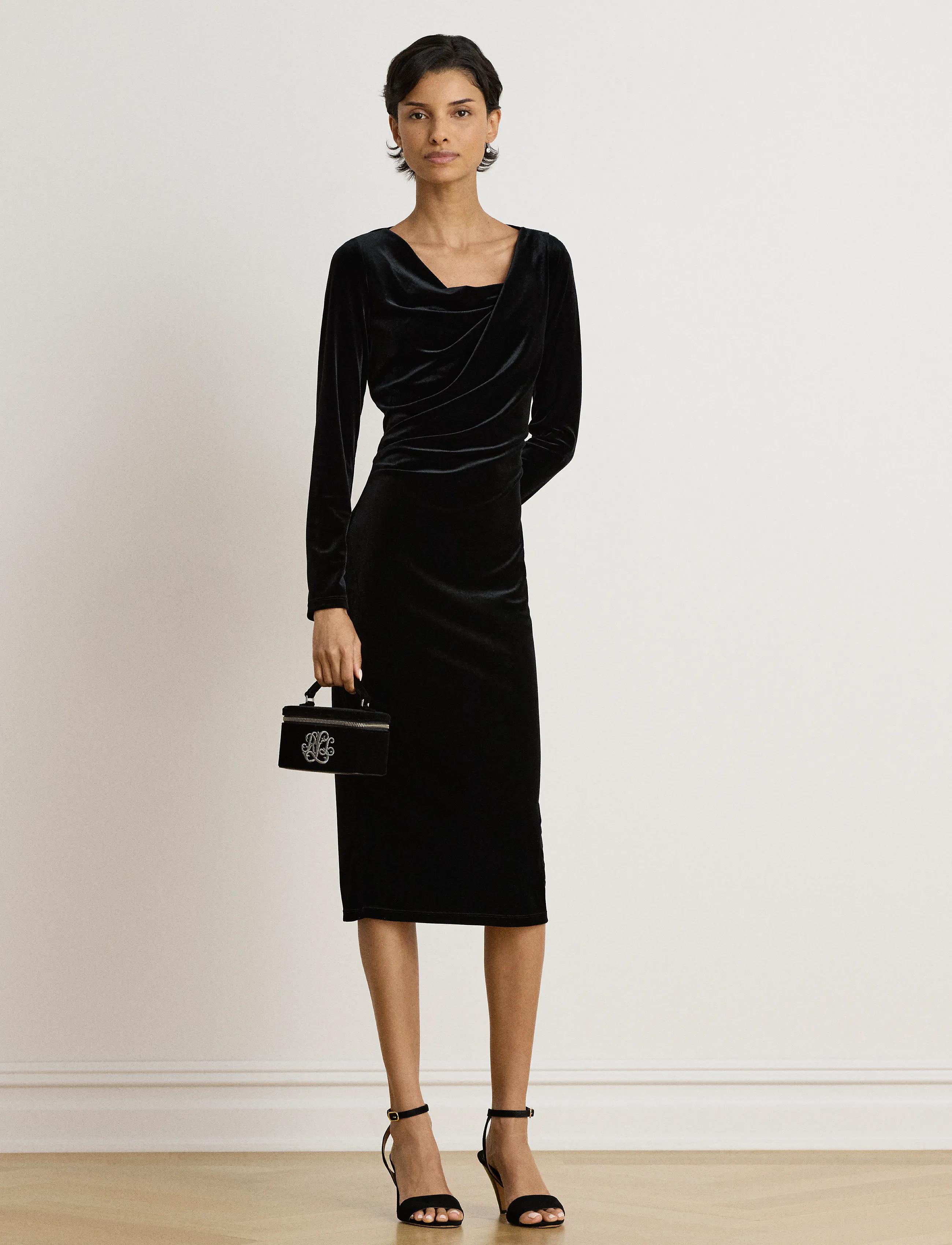 Lauren Ralph Lauren - Långärmad sammetsklänning - cocktailklänningar - black velvet - 1