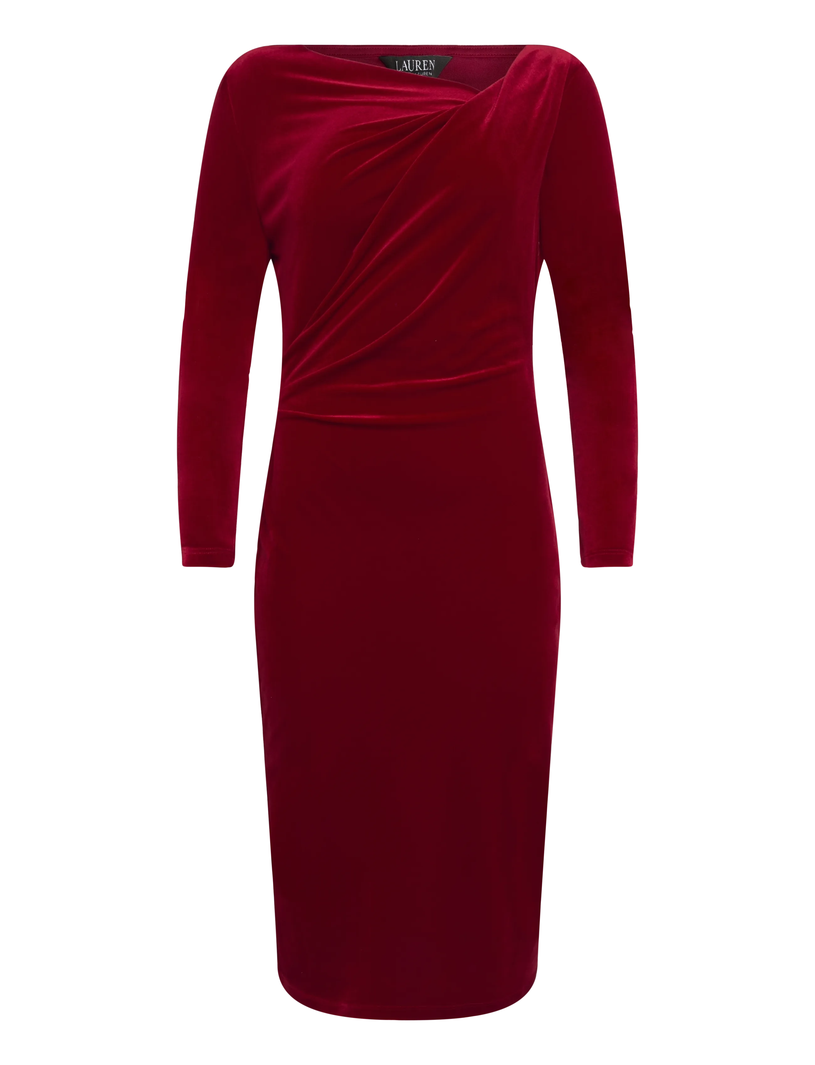 Lauren Ralph Lauren - Long-Sleeve Velvet Dress - cocktail dresses - lauren red velvet - 2