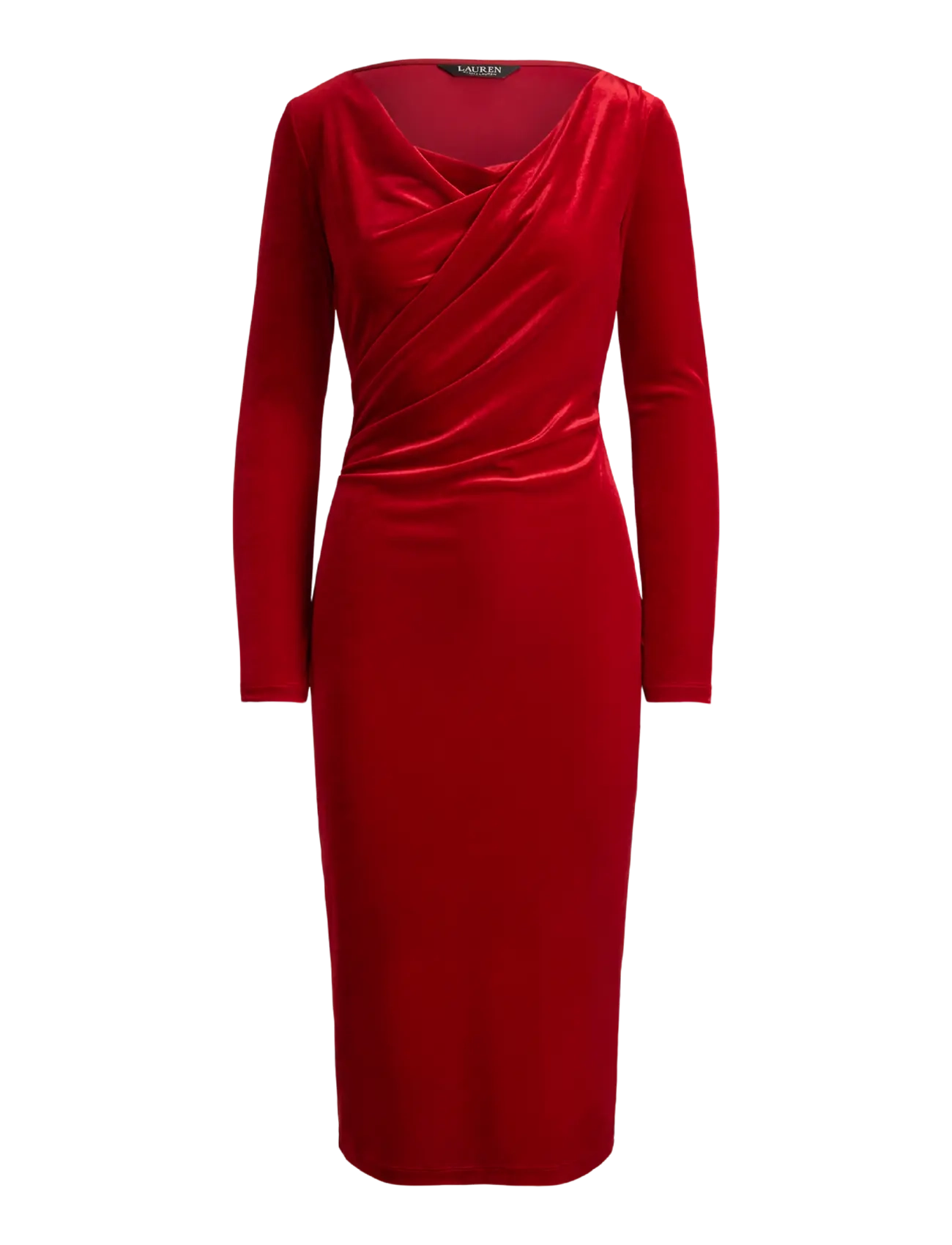 Lauren Ralph Lauren - Long-Sleeve Velvet Dress - lauren red velvet - 2