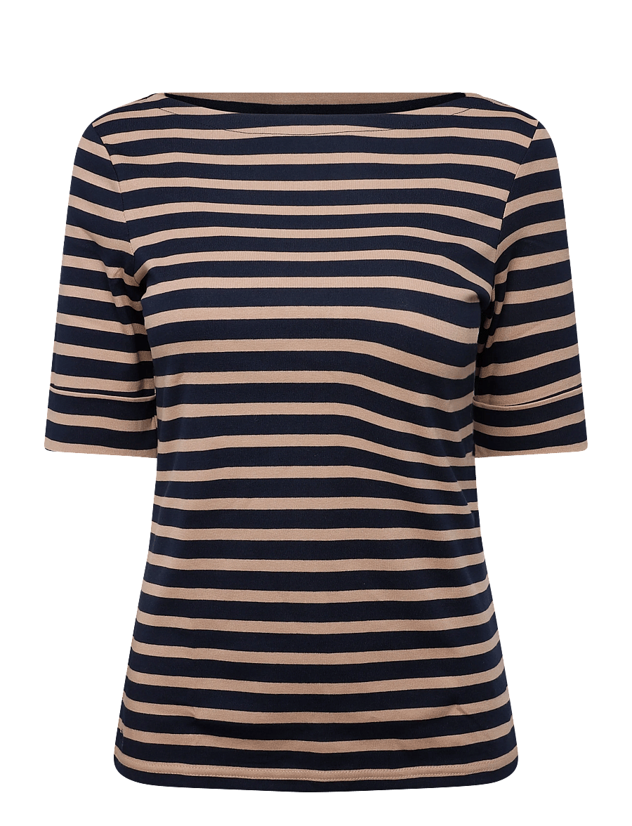 Lauren Ralph Lauren - Striped Stretch Cotton Boatneck Tee - t-särgid - lauren navy/laure - 1