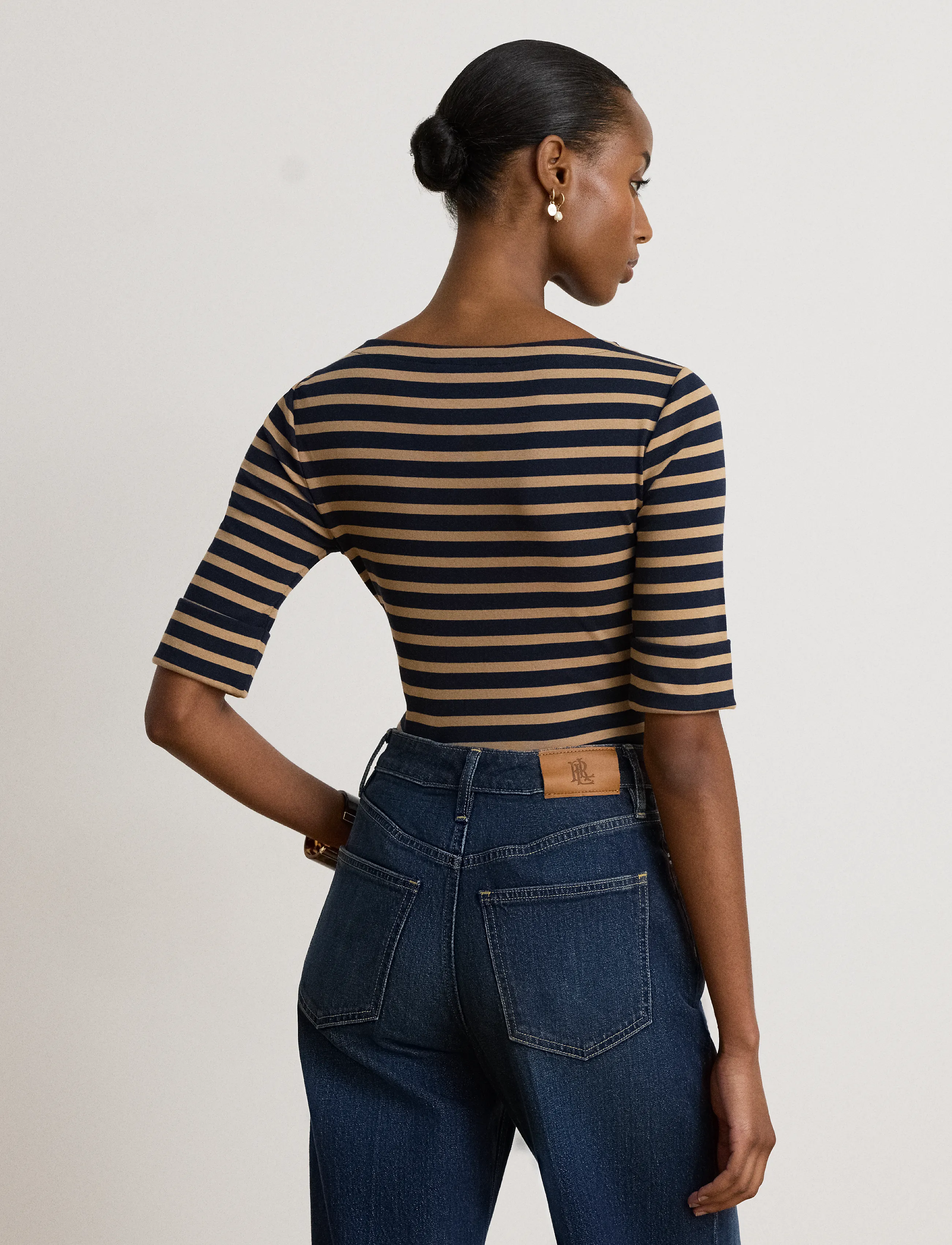Lauren Ralph Lauren - Striped Stretch Cotton Boatneck Tee - t-särgid - lauren navy/laure - 3
