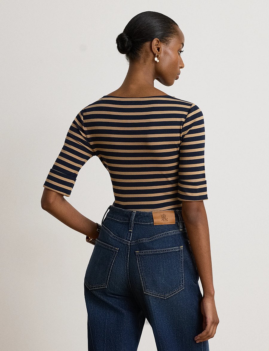 Lauren Ralph Lauren - Striped Stretch Cotton Boatneck Tee - t-särgid - lauren navy/laure - 3