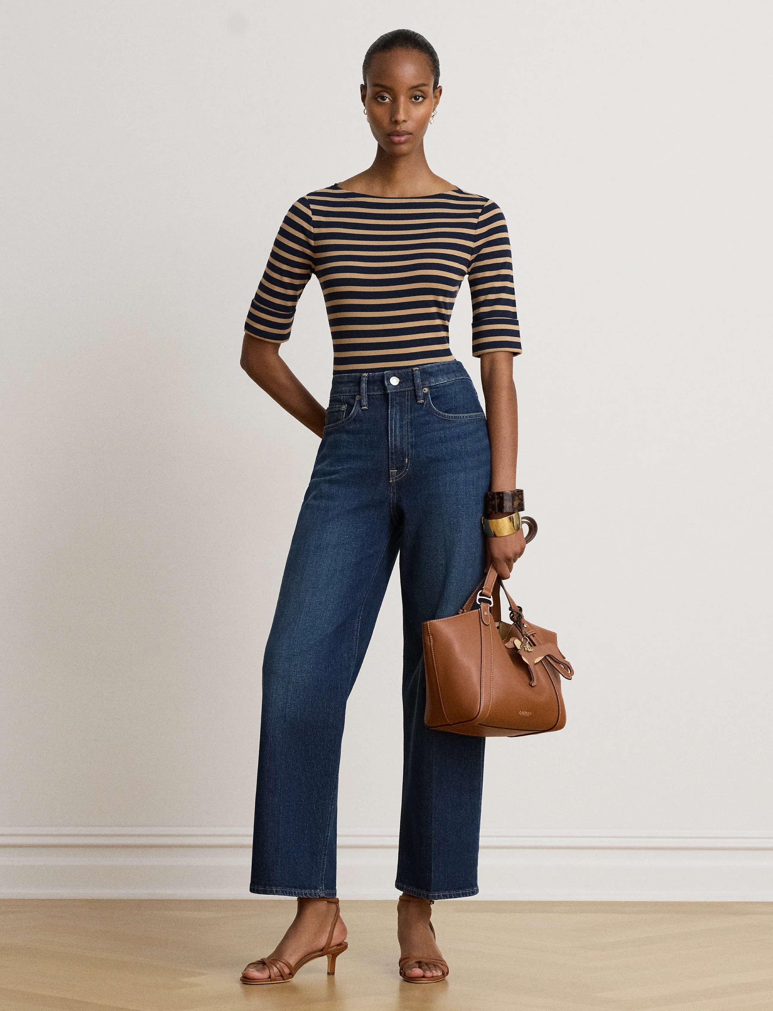 Lauren Ralph Lauren - Striped Stretch Cotton Boatneck Tee - t-särgid - lauren navy/laure - 4