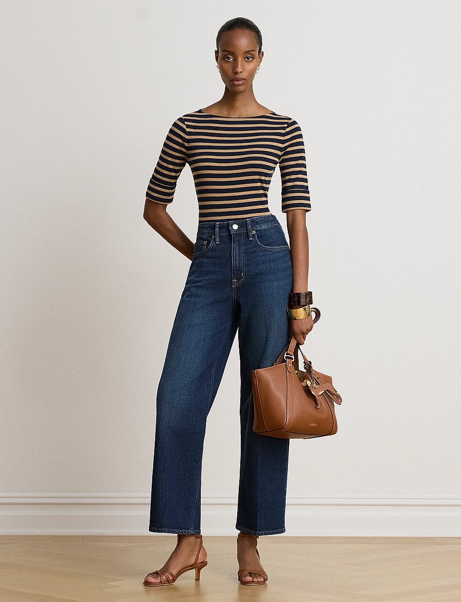 Lauren Ralph Lauren - Striped Stretch Cotton Boatneck Tee - t-särgid - lauren navy/laure - 4