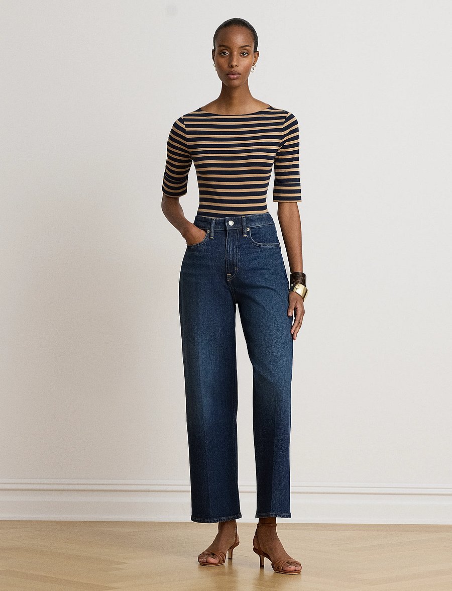 Lauren Ralph Lauren - Striped Stretch Cotton Boatneck Tee - t-särgid - lauren navy/laure - 5