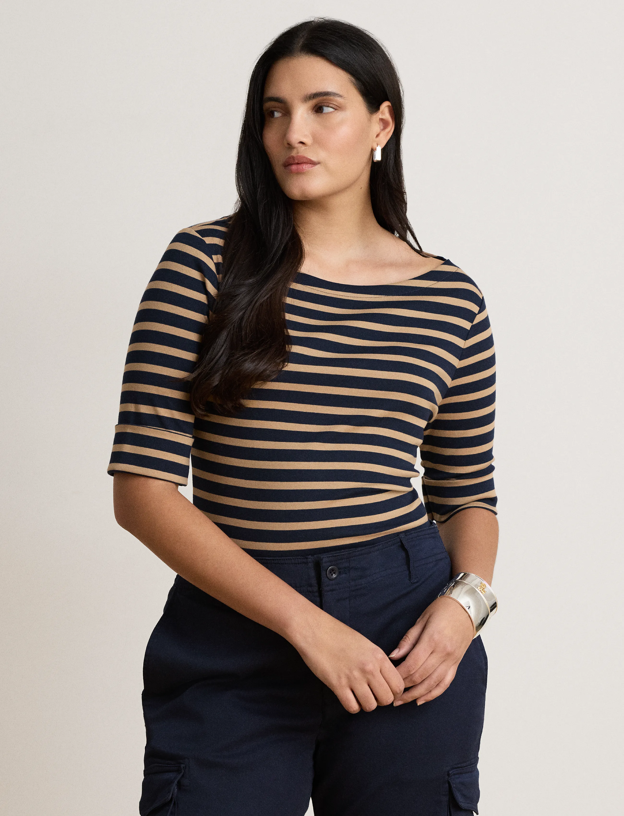 Lauren Ralph Lauren Striped Stretch Cotton Boatneck Tee t-shirts dam – bild 8