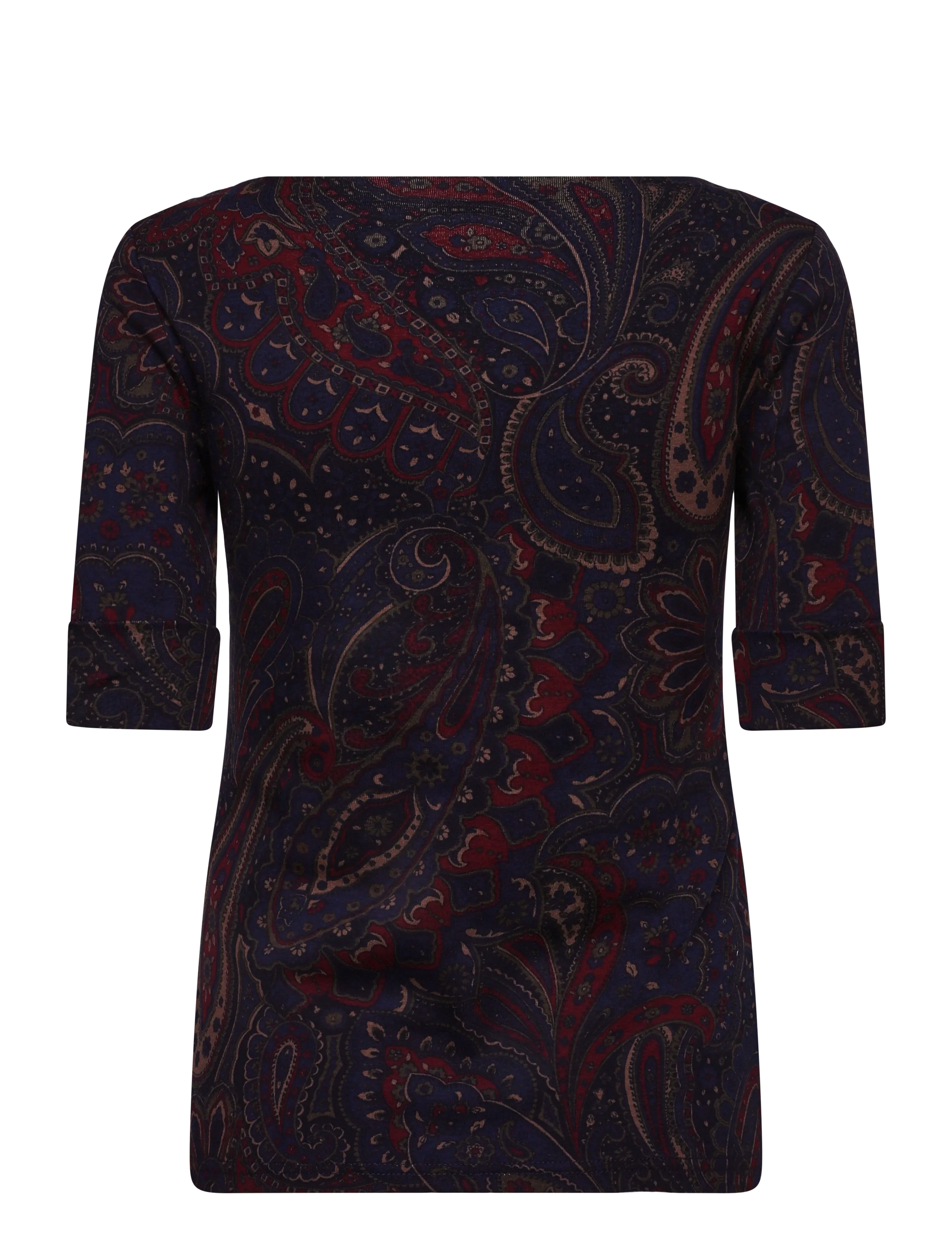 Lauren Ralph Lauren - Paisley Stretch Cotton Boatneck Tee - navy multi - 2
