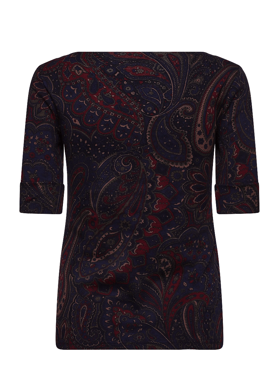 Lauren Ralph Lauren - Paisley Stretch Cotton Boatneck Tee - t-särgid - navy multi - 2