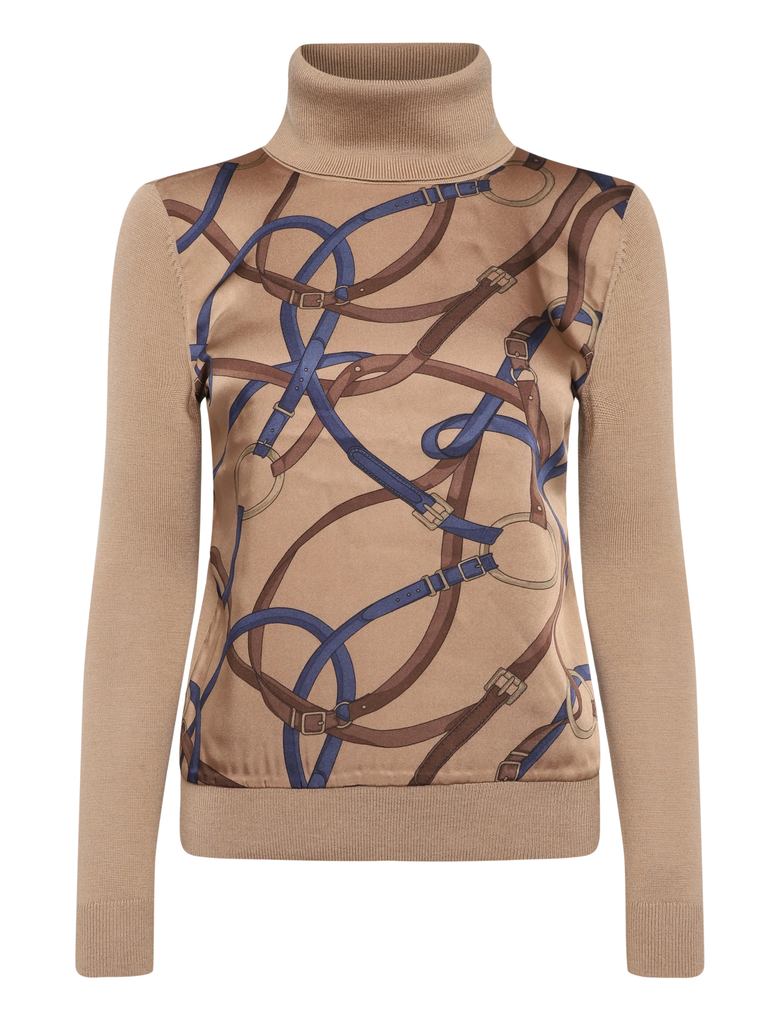 Lauren Ralph Lauren Belting-Print Turtleneck Sweater - Lauren Ralph Lauren - CAMEL MULTI / beige