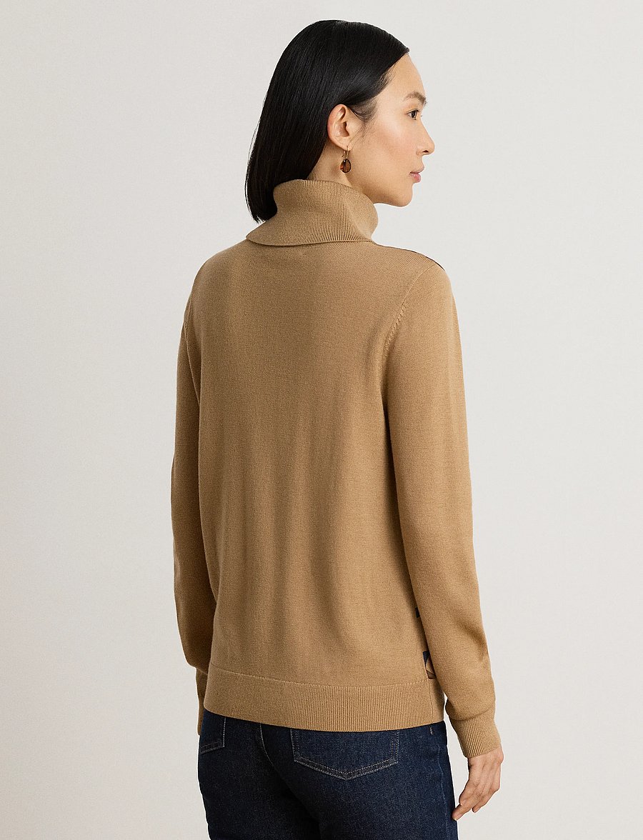 Lauren Ralph Lauren - Belting-Print Turtleneck Sweater - rullekraver - camel multi - 3