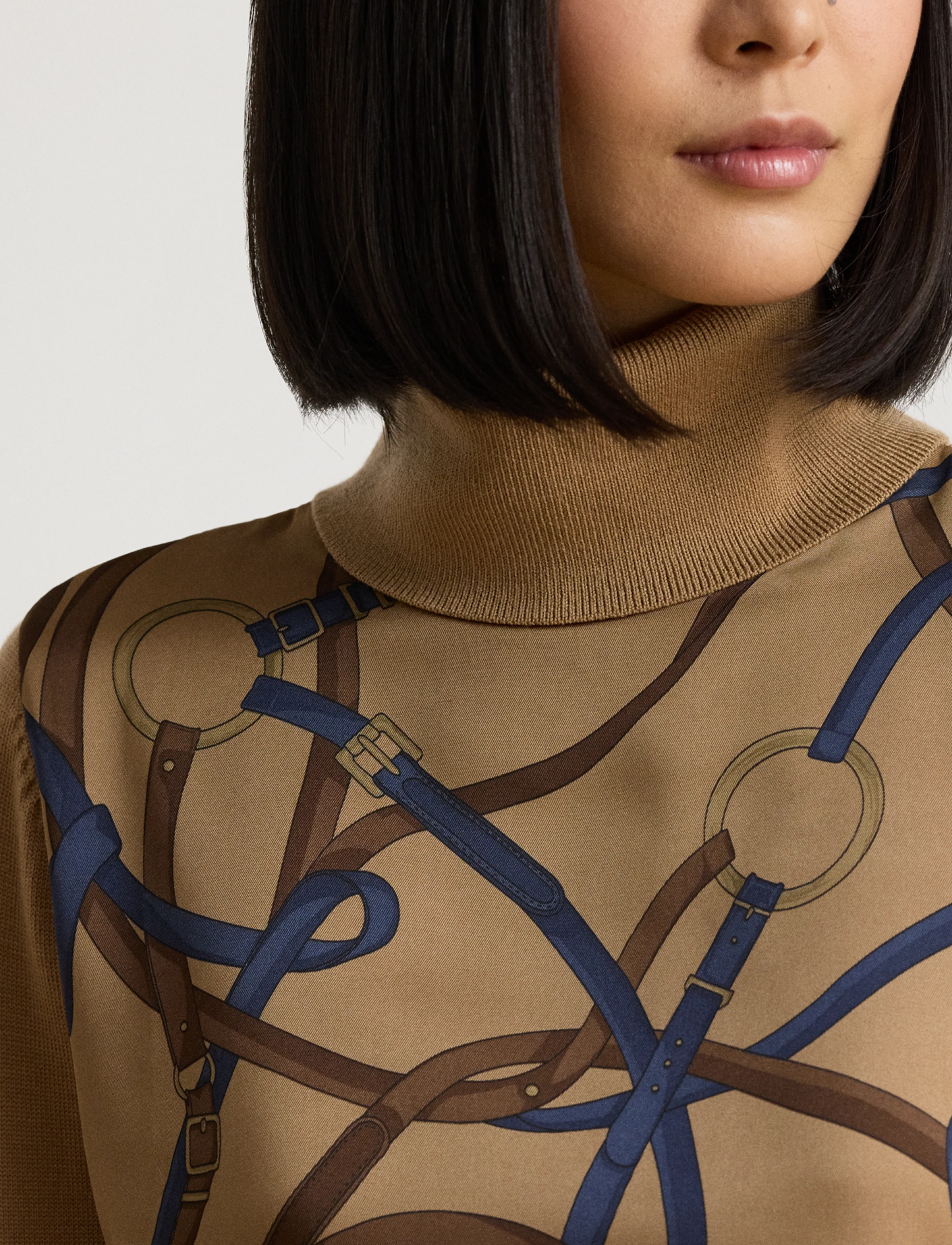 Lauren Ralph Lauren - Belting-Print Turtleneck Sweater - camel multi - 4
