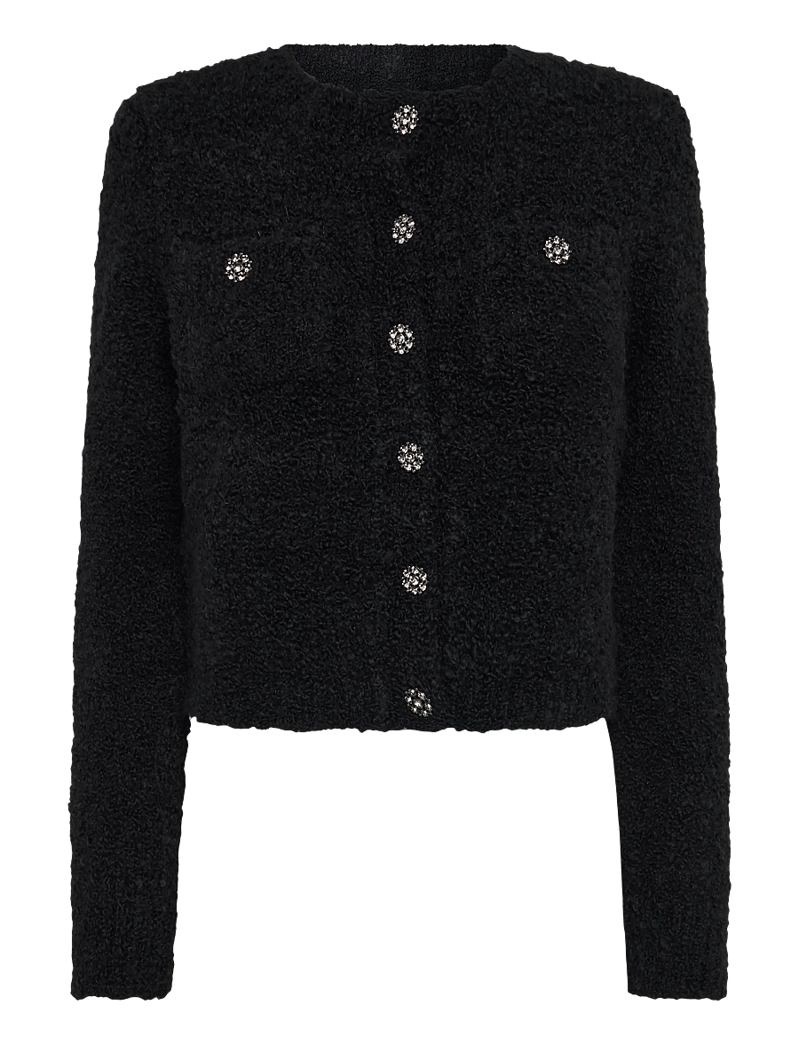 Lauren Ralph Lauren - Bouclé Crewneck Sweater Jacket - wolljacken - black - 1