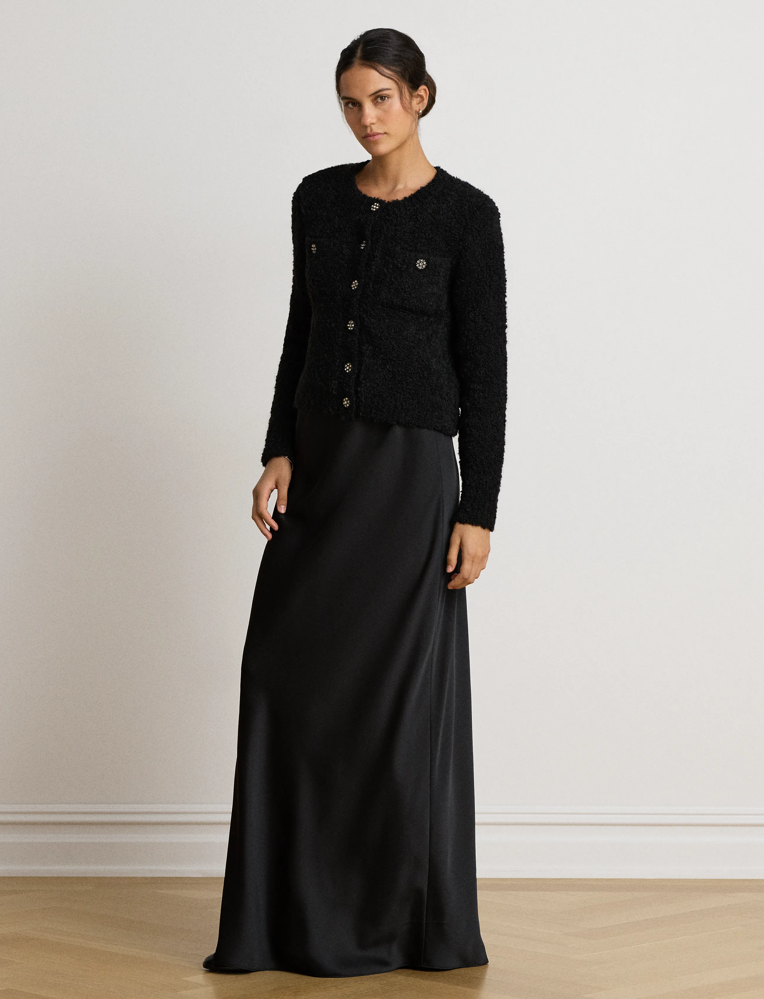 Lauren Ralph Lauren - Bouclé Crewneck Sweater Jacket - black - 4