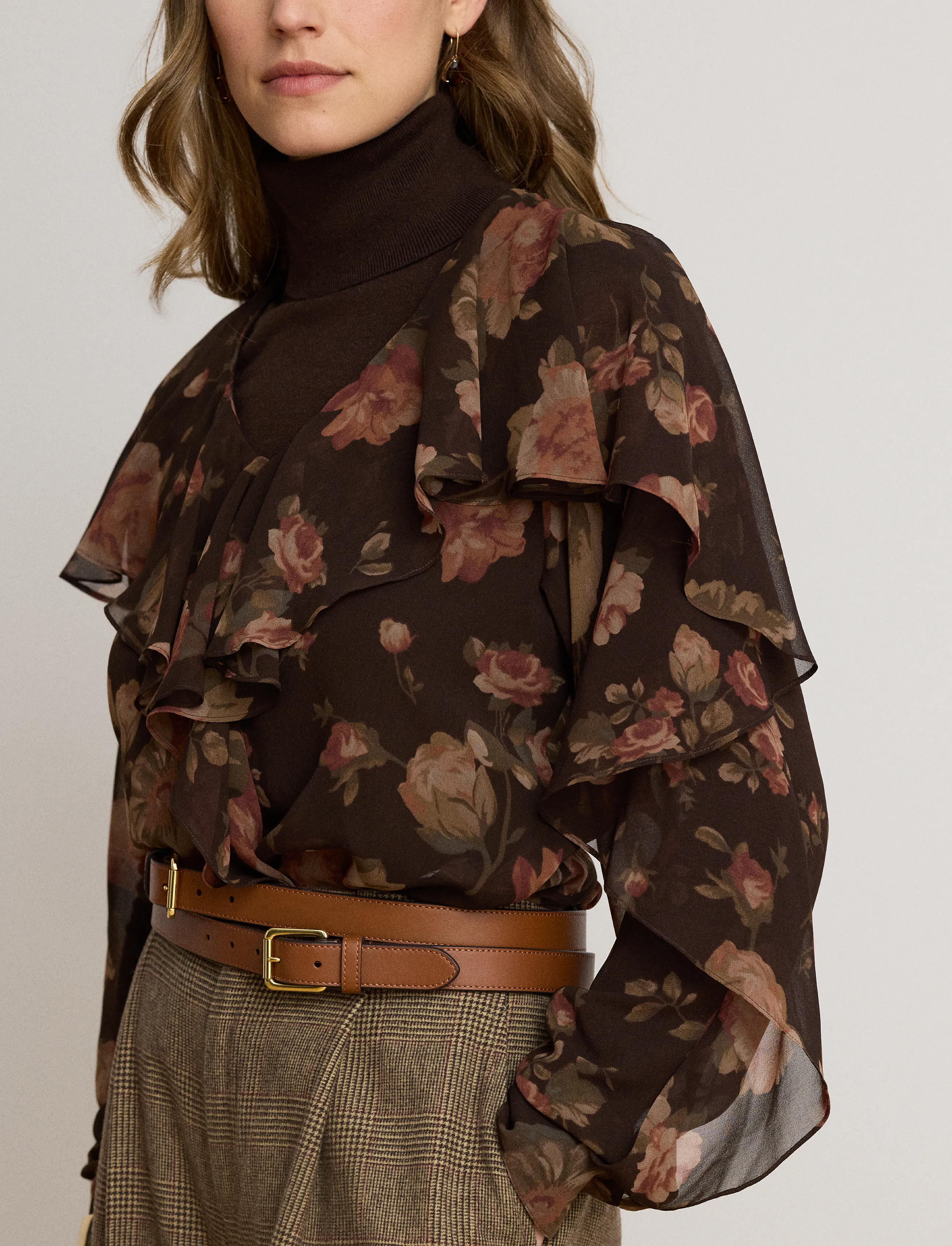 Lauren Ralph Lauren Floral Ruffle-Trim Chiffon V-Neck Blouse skjortor & blusar dam – bild 8