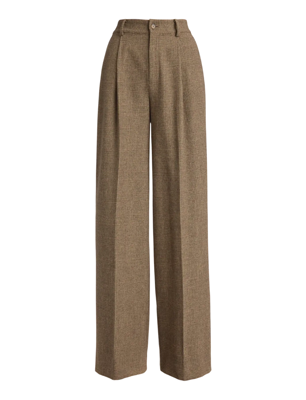 Lauren Ralph Lauren - Glen Plaid Brushed Wool Wide-Leg Pant - brown/tan multi - 1