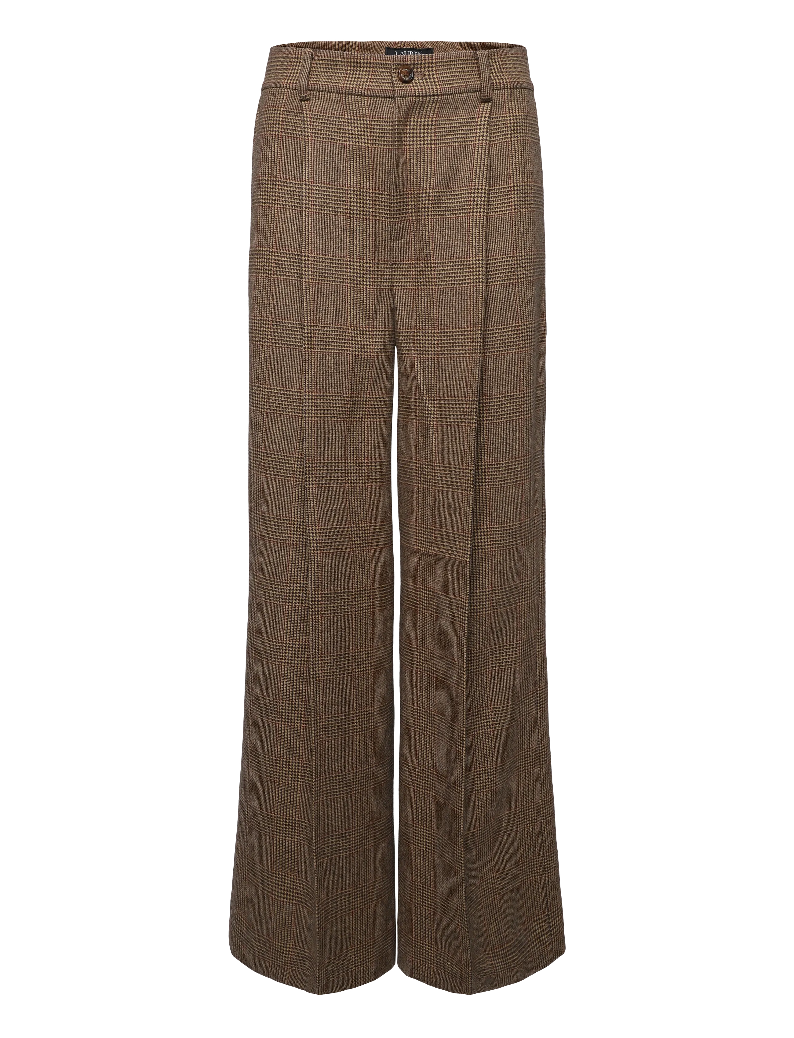 Lauren Ralph Lauren - Glen Plaid Brushed Wool Wide-Leg Pant - hosen mit weitem bein - brown/tan multi - 1