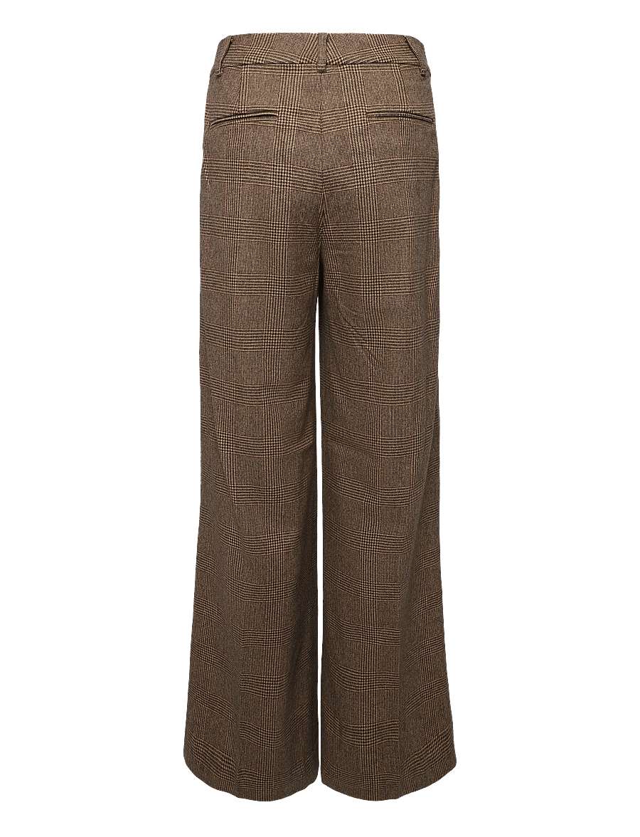 Lauren Ralph Lauren - Glen Plaid Brushed Wool Wide-Leg Pant - hosen mit weitem bein - brown/tan multi - 2