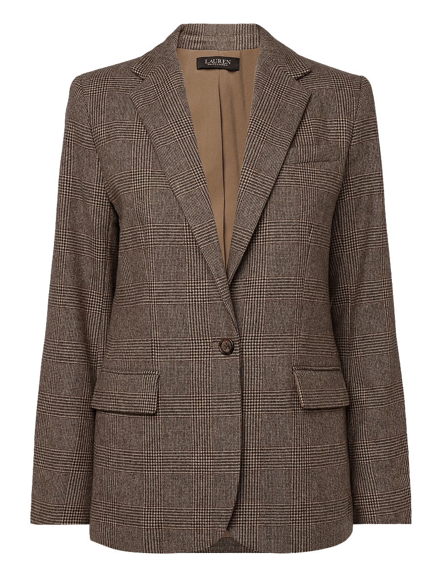 Lauren Ralph Lauren - Glen Plaid Wool Twill Blazer - Üherealised pintsakud - brown/tan multi - 1