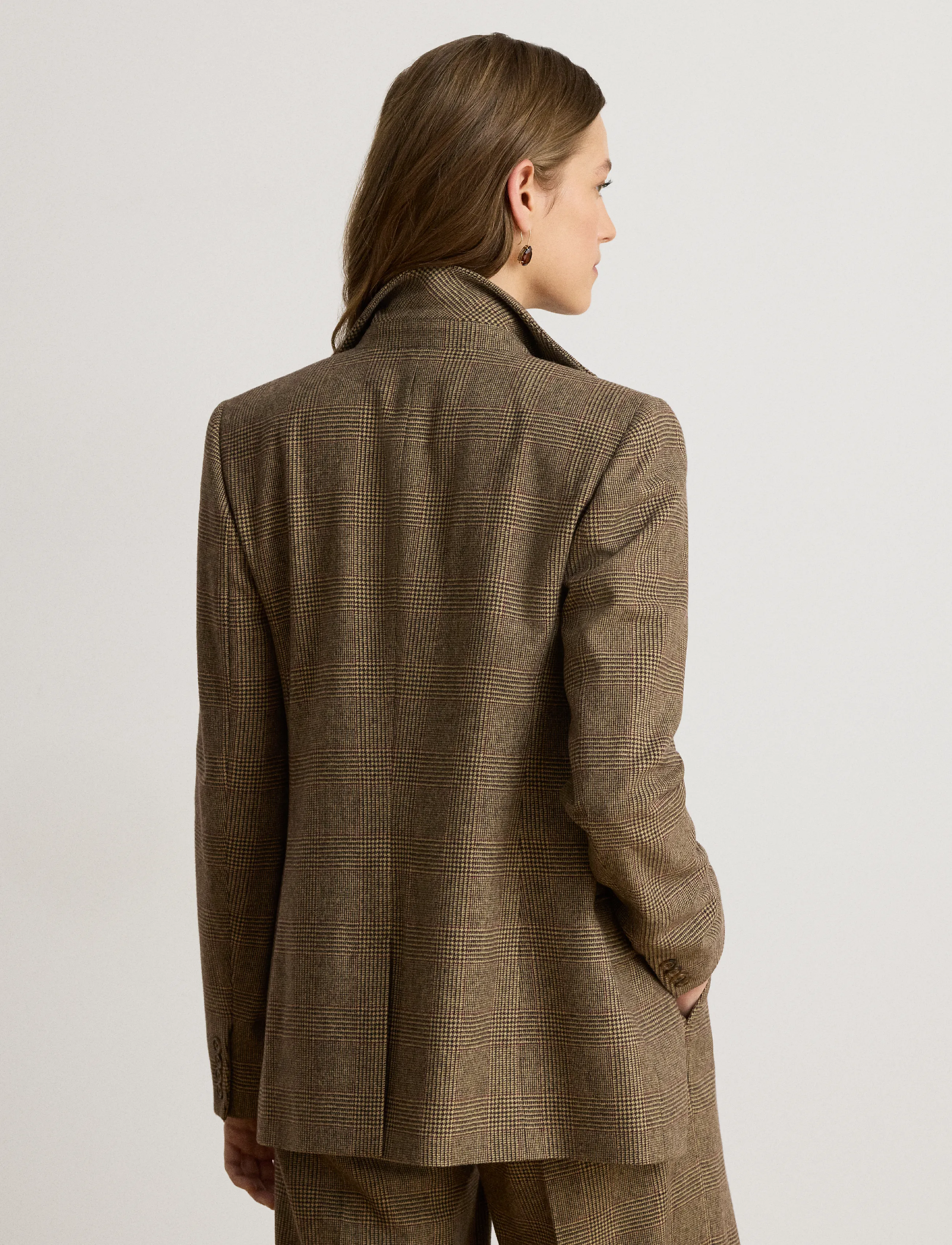 Lauren Ralph Lauren - Glen Plaid Wool Twill Blazer - Üherealised pintsakud - brown/tan multi - 3