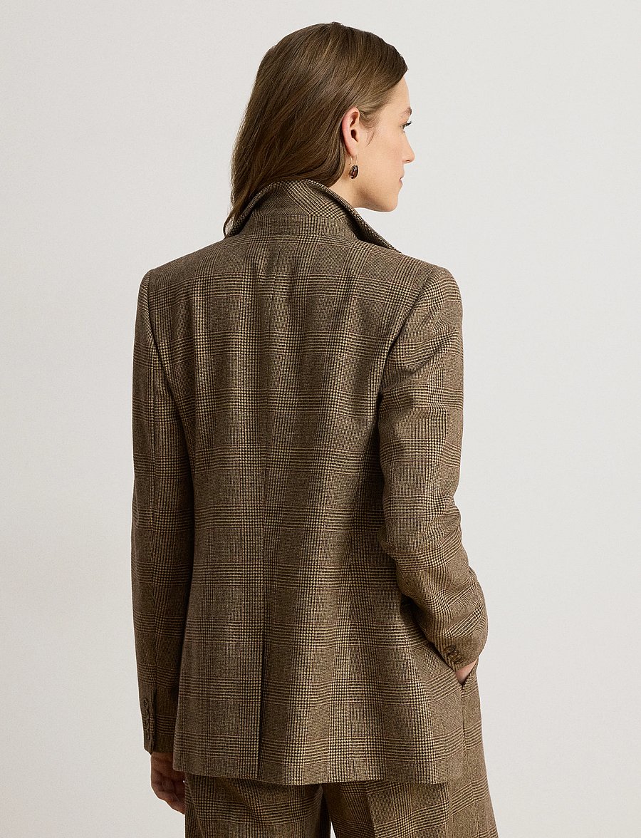 Lauren Ralph Lauren - Glen Plaid Wool Twill Blazer - Üherealised pintsakud - brown/tan multi - 3