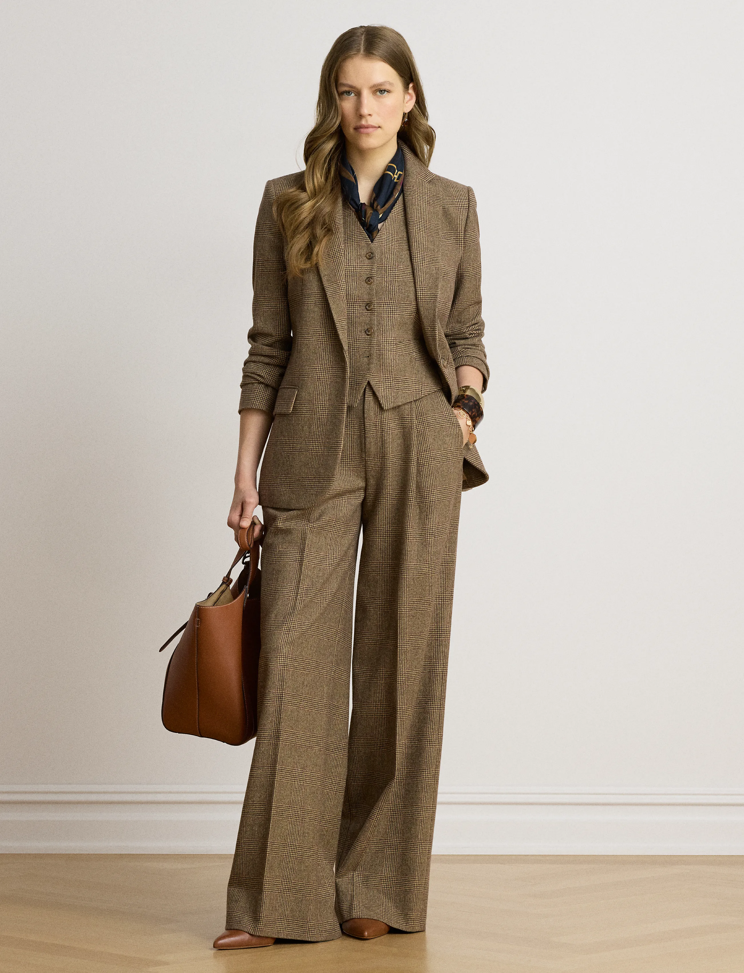 Lauren Ralph Lauren - Glen Plaid Wool Twill Blazer - Üherealised pintsakud - brown/tan multi - 4