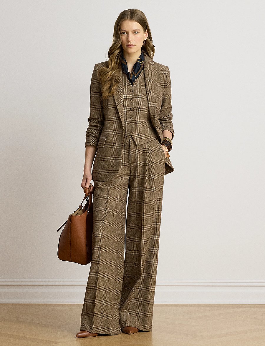 Lauren Ralph Lauren - Glen Plaid Wool Twill Blazer - Üherealised pintsakud - brown/tan multi - 4
