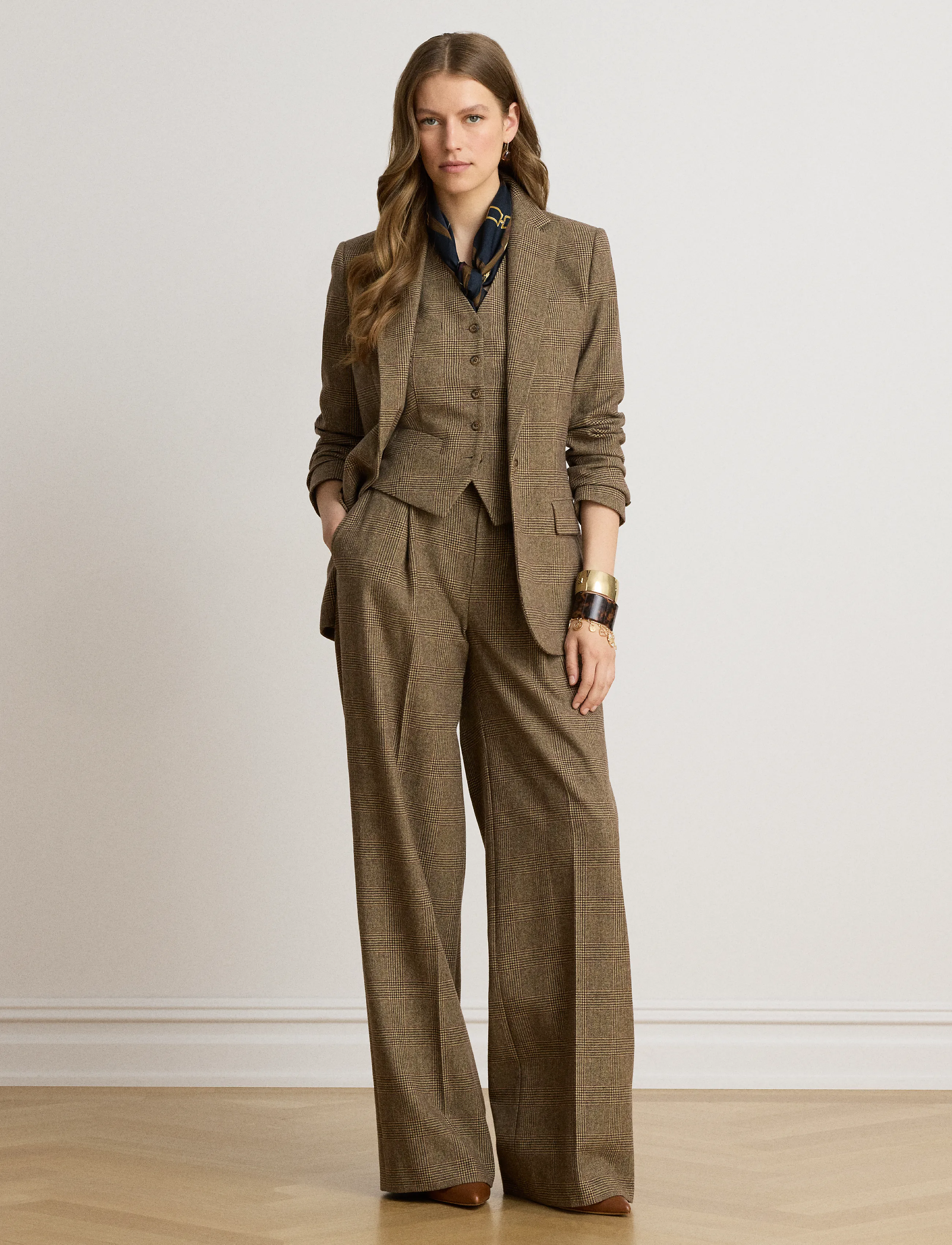 Lauren Ralph Lauren - Glen Plaid Wool Twill Blazer - Üherealised pintsakud - brown/tan multi - 5
