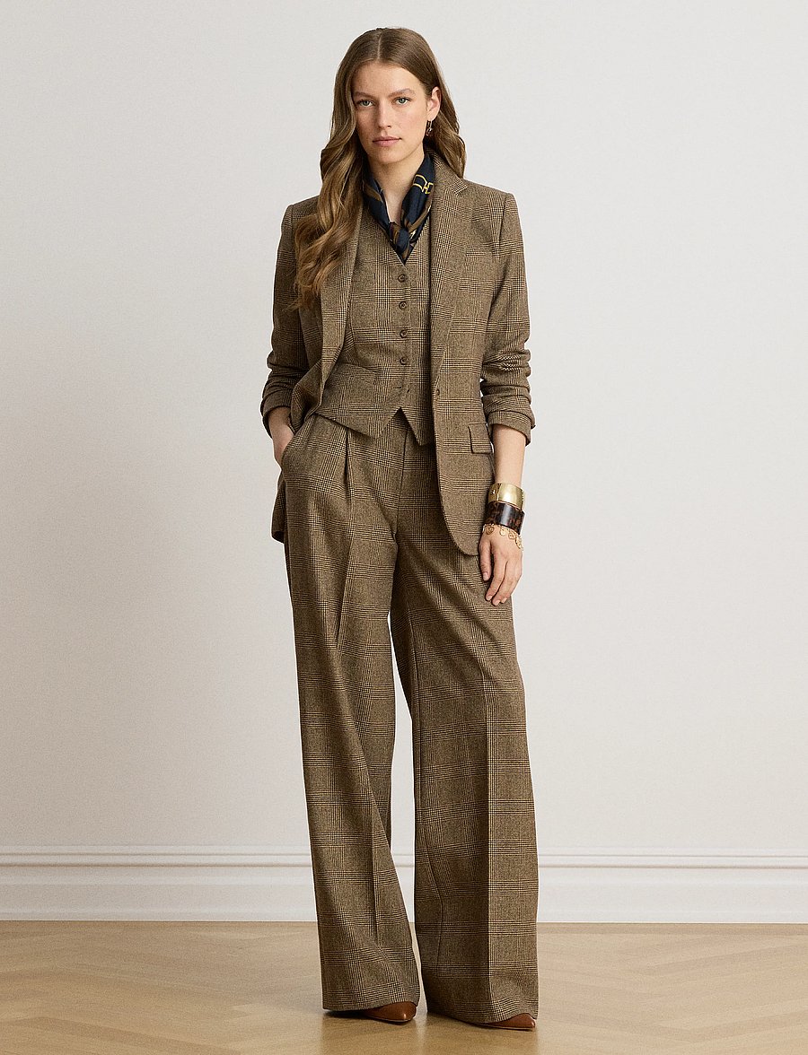 Lauren Ralph Lauren - Glen Plaid Wool Twill Blazer - Üherealised pintsakud - brown/tan multi - 5