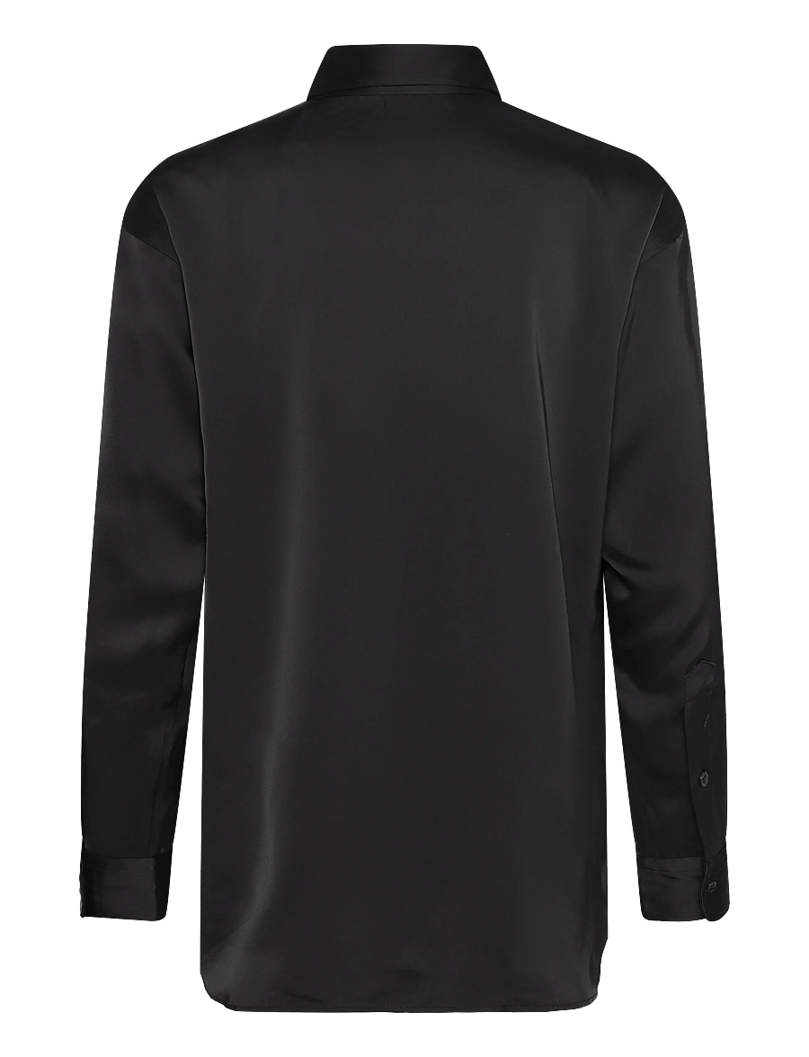 Lauren Ralph Lauren - Relaxed Fit Satin Charmeuse Shirt - langärmlige hemden - black - 2