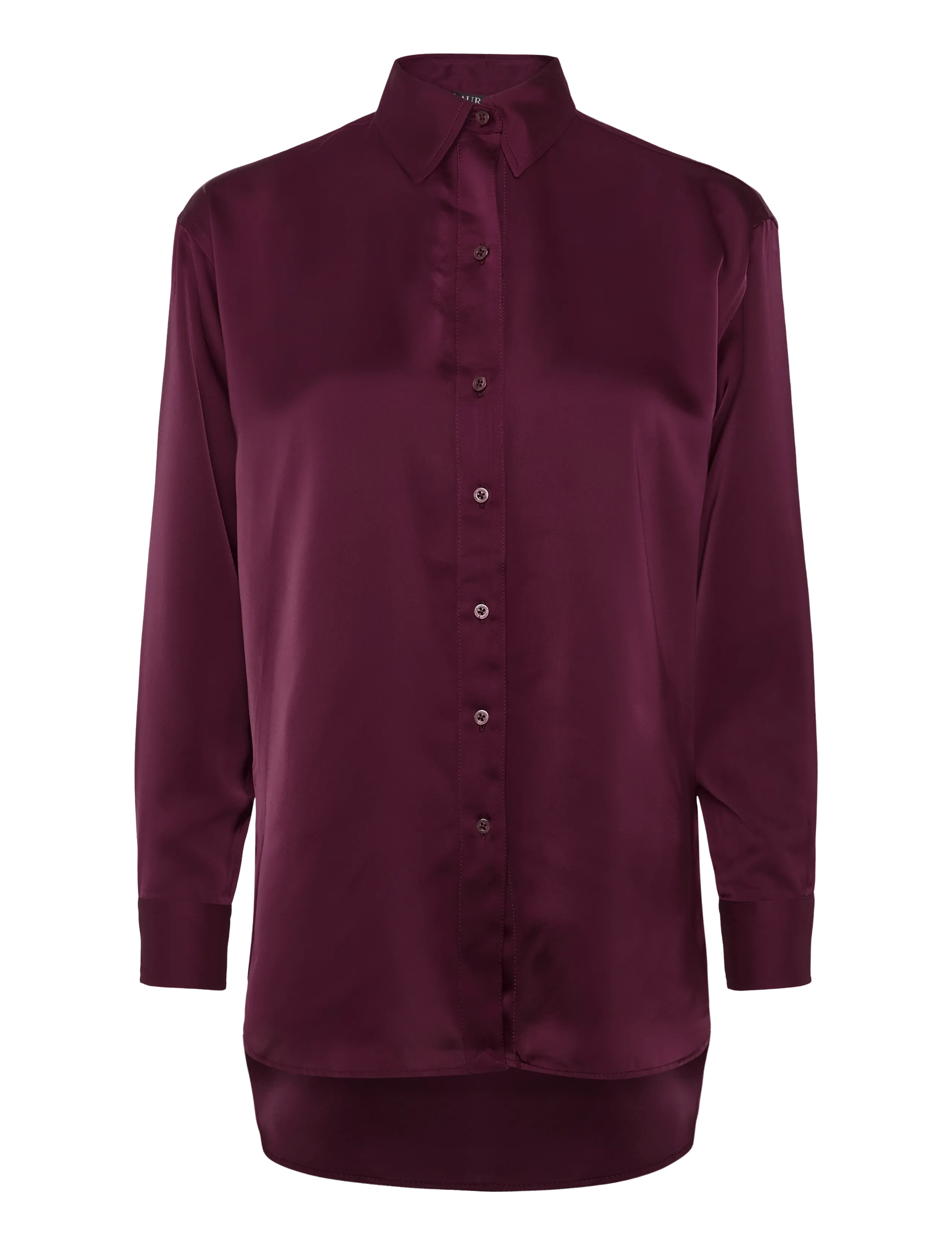 Lauren Ralph Lauren Relaxed Fit Satin Charmeuse Shirt - Lauren Ralph Lauren - DARK GARNET / burgundy