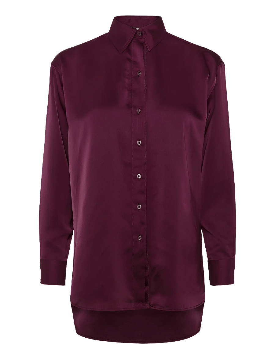 Lauren Ralph Lauren - Relaxed Fit Satin Charmeuse Shirt - pikkade varrukatega särgid - dark garnet - 1